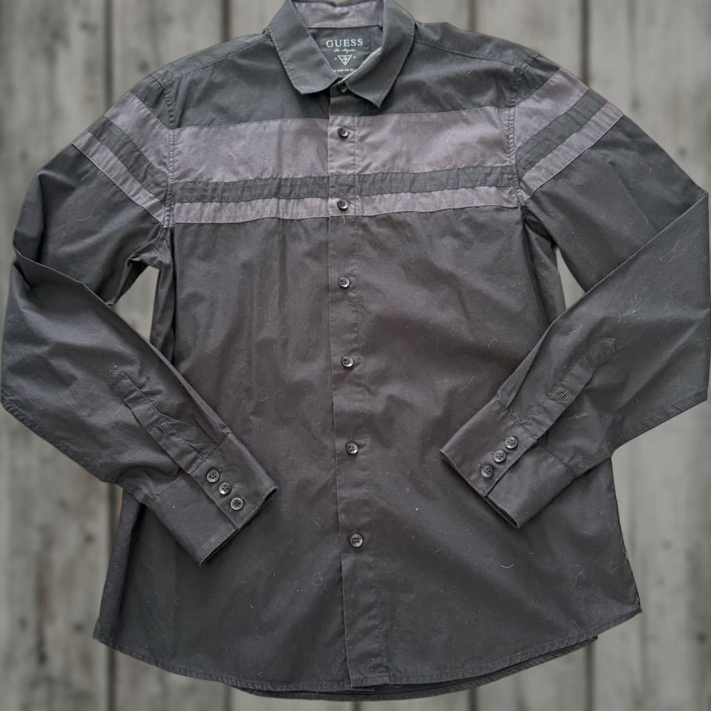 Guess GUESS Shirt Mens M Black Striped Button Up Lightweight Long Sleeve Size US M / EU 48-50 / 2 - 1 Thumbnail