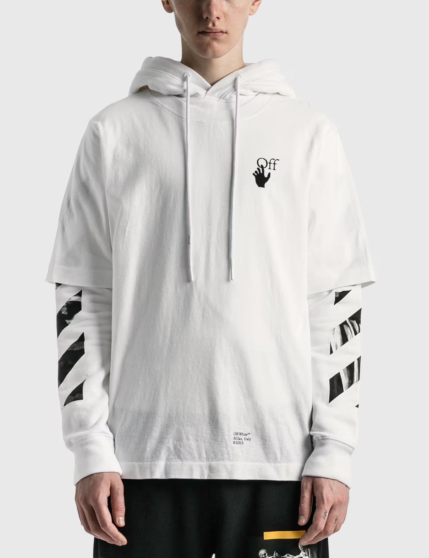 Off-White White Caravaggio Arrows Oversized Layered Tee Hoodie Size XXS / US 00 / IT 34 - 3 Thumbnail