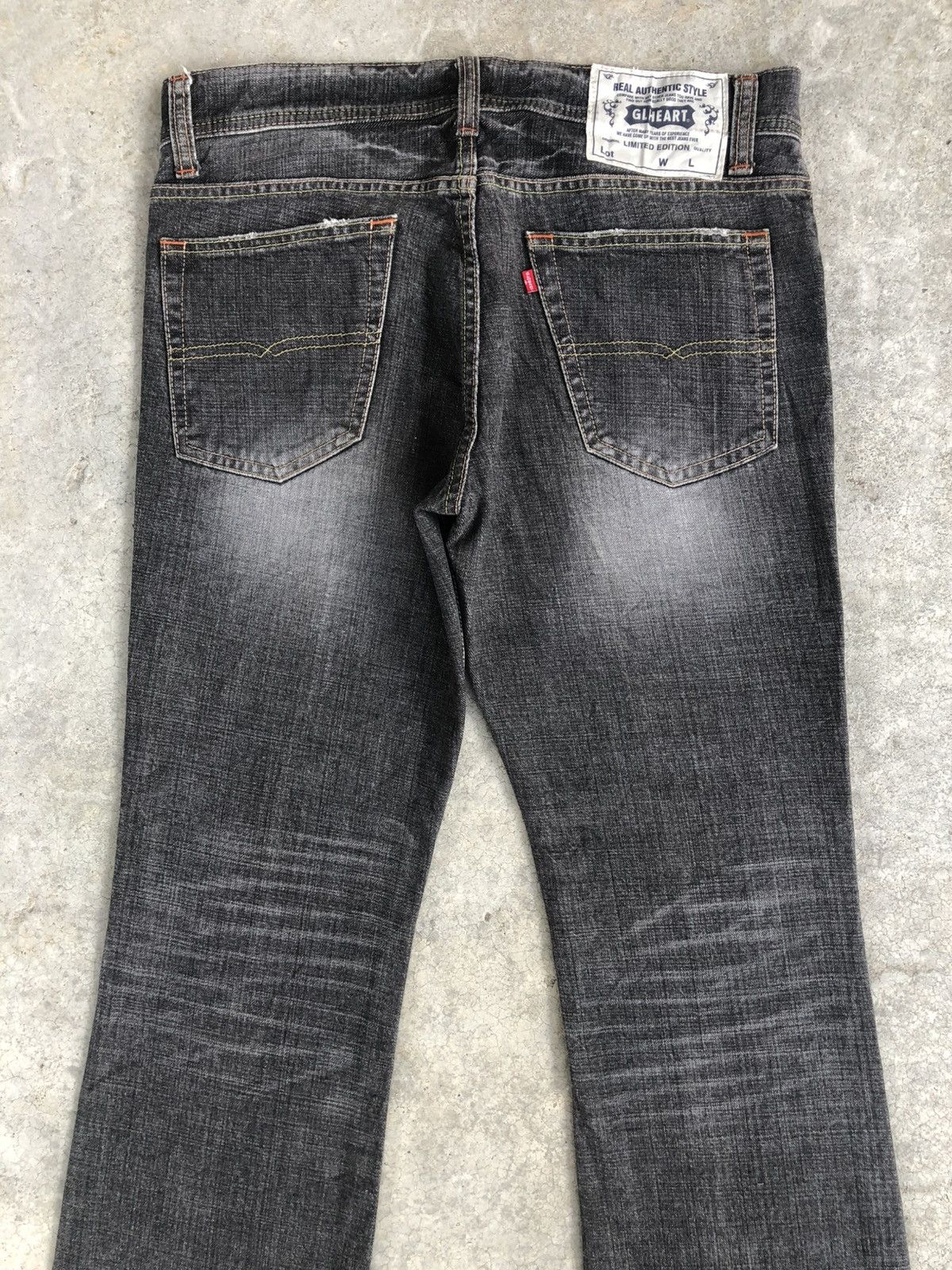 If Six Was Nine Japanese GL Heart Flared Jeans Distressed Denim Size US 33 - 8 Thumbnail