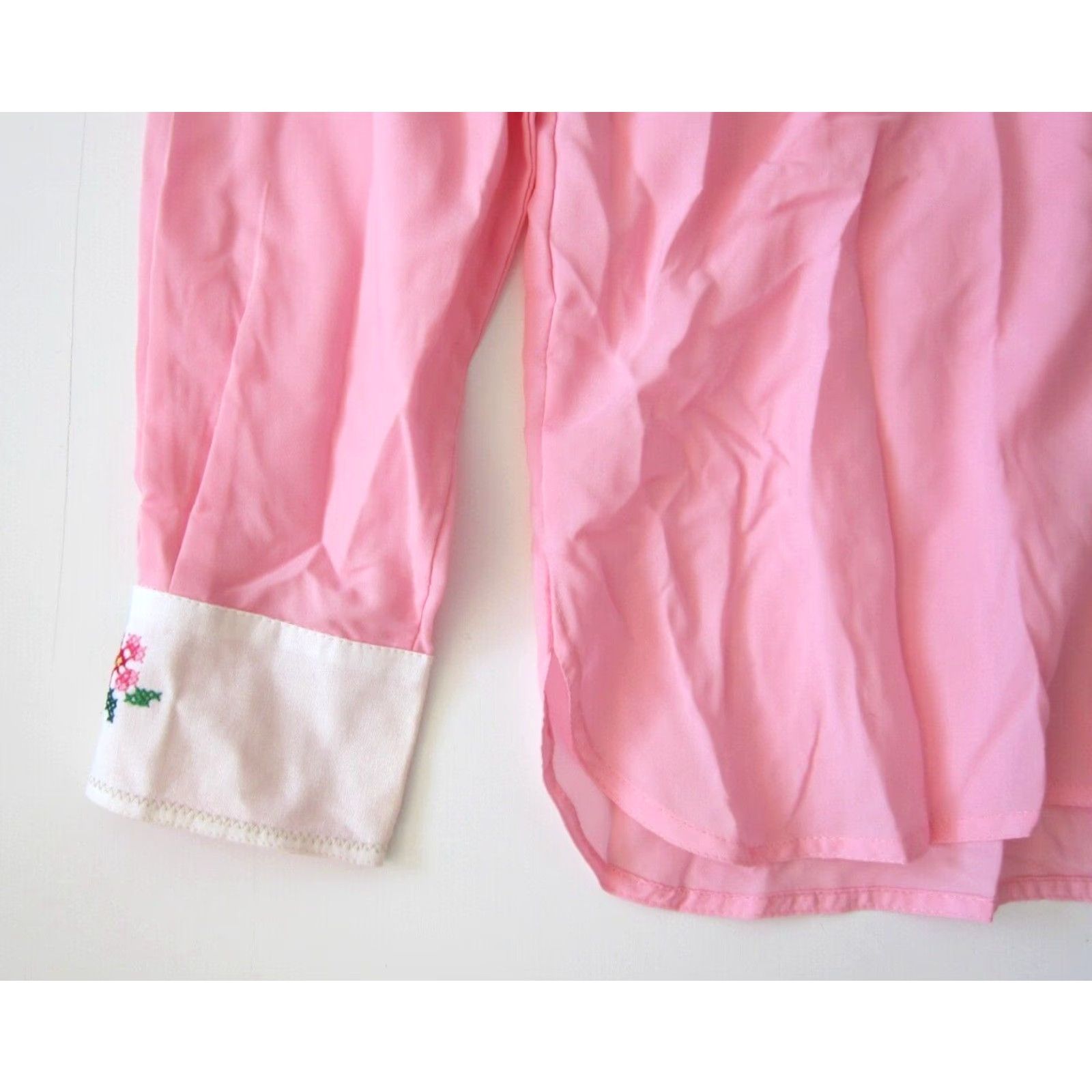 Pinko VINTAGE King James Blouse Shirt Pink White Floral Collared Long Sleeve L Womens Size L / US 10 / IT 46 - 5 Thumbnail