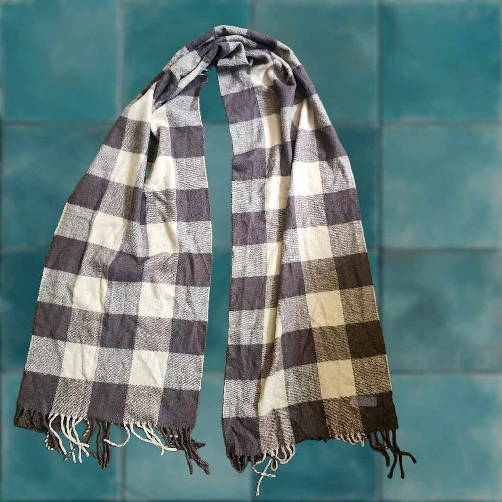 Vintage Winter Brown & Tan Plaid Scarf - Unbranded Rectangle Unisex, Machine Washable, Winter, Fall, Adults? Size ONE SIZE - 1 Thumbnail