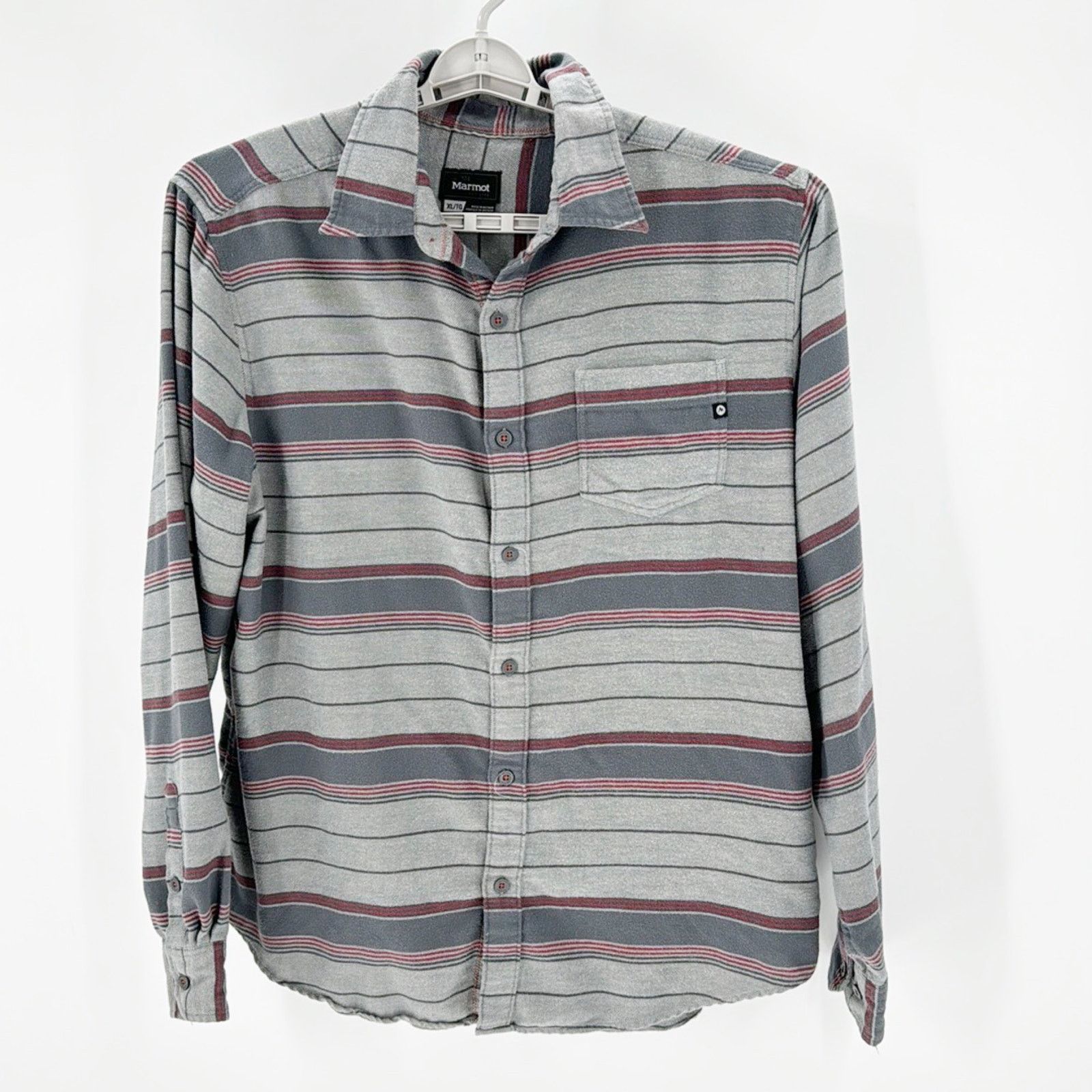 Marmot Marmot gray red Striped button down wool blend gorpcore XL Size US XL / EU 56 / 4 - 1 Thumbnail