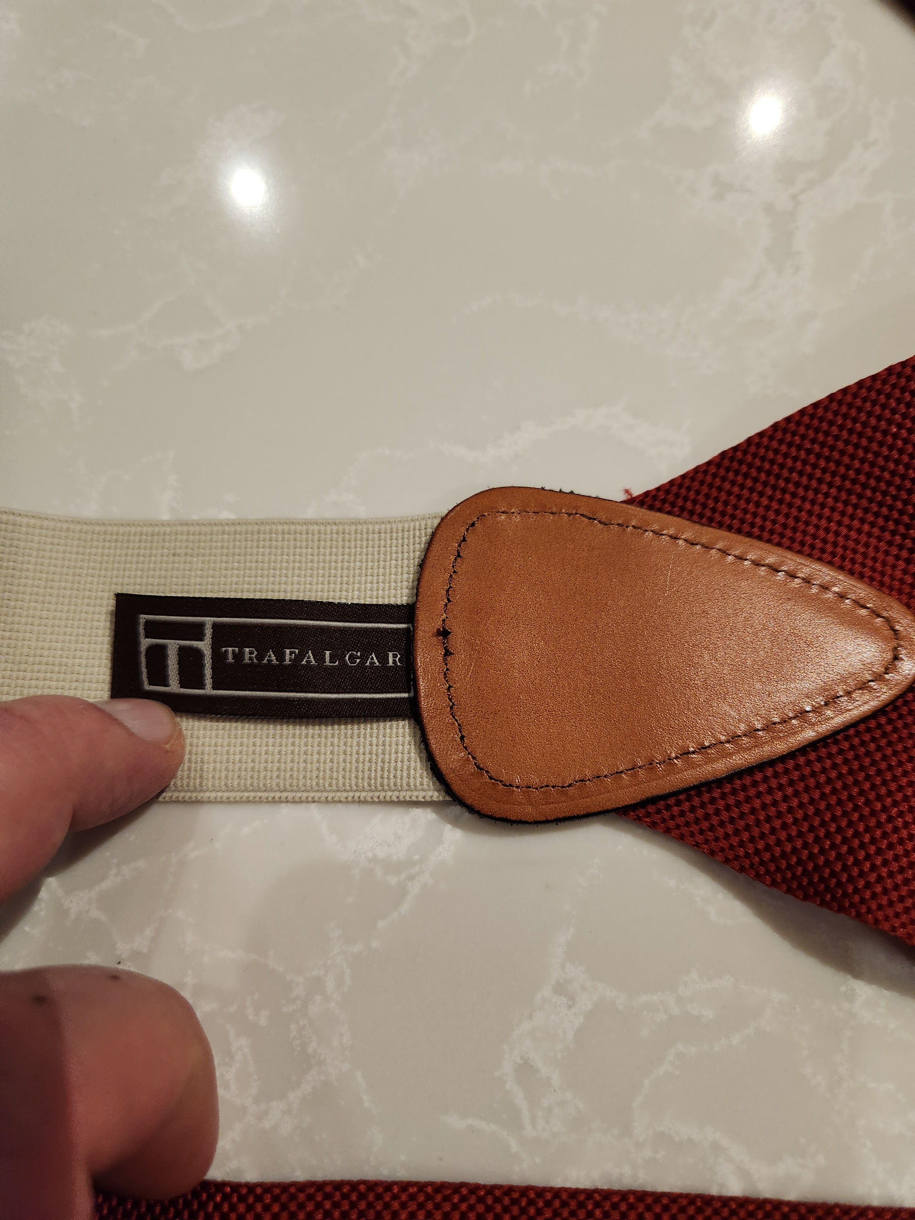 Trafalgar Beet Red Woven Black Leather Hooks Suspenders Size ONE SIZE - 6 Thumbnail