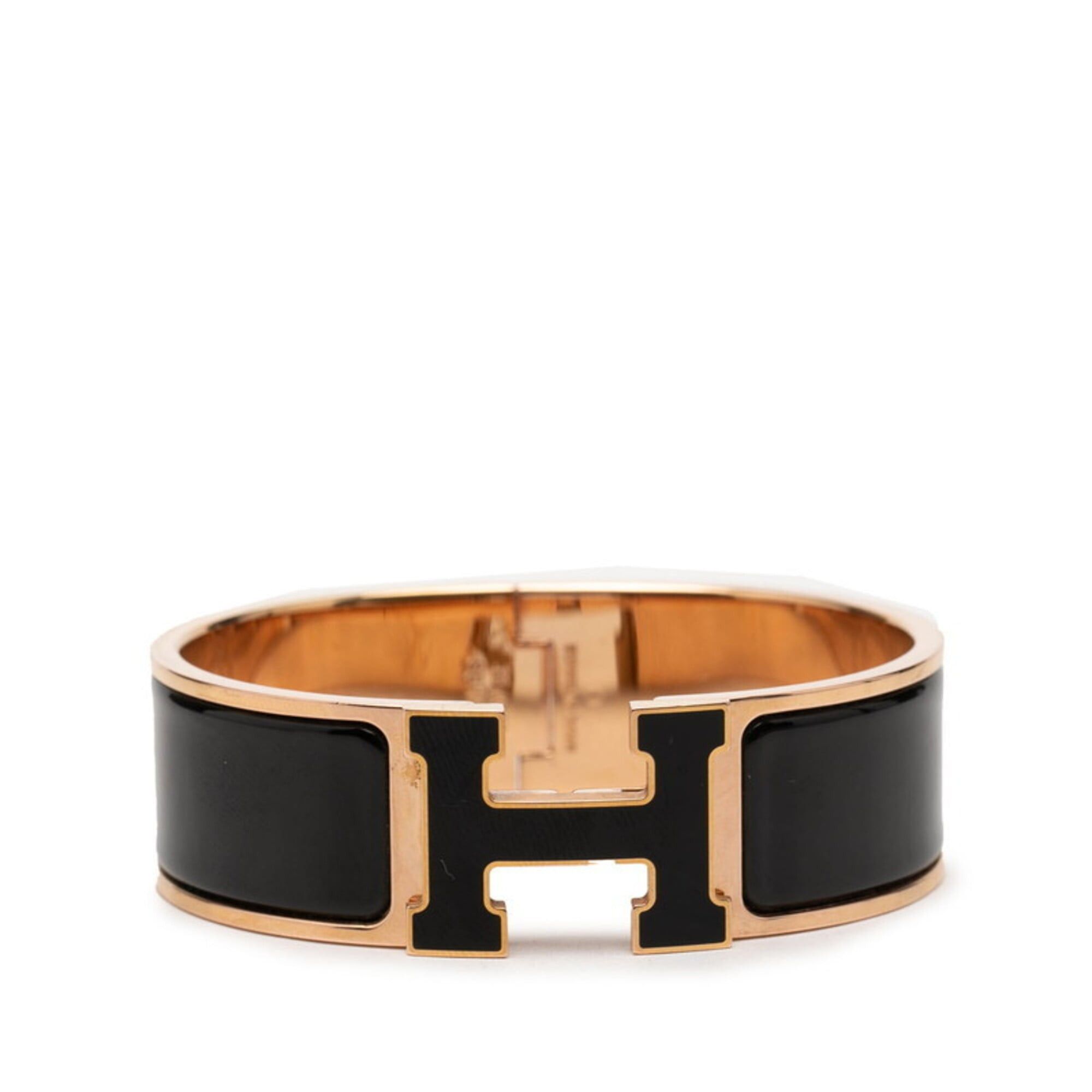 Hermes Hermes Clic Clac H PM Bracelet Bangle Gold Black Plated Enamel Women's HERMES Size ONE SIZE - 1 Thumbnail