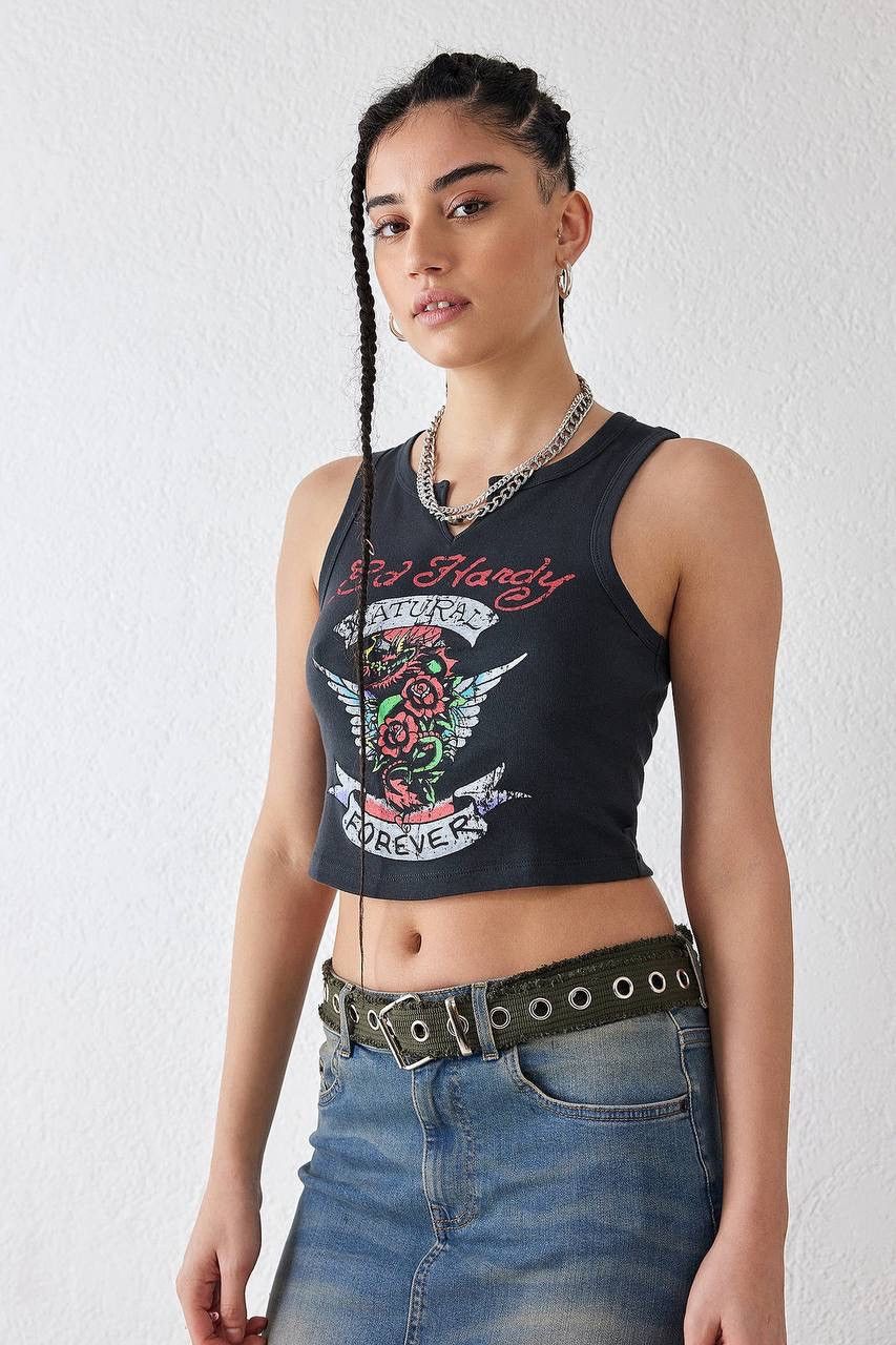 Ed Hardy × Urban Outfitters Ed Hardy x Urban Outfitters Y2K Women's Crop Top, Size XS Size XS / US 0-2 / IT 36-38 - 10 Thumbnail