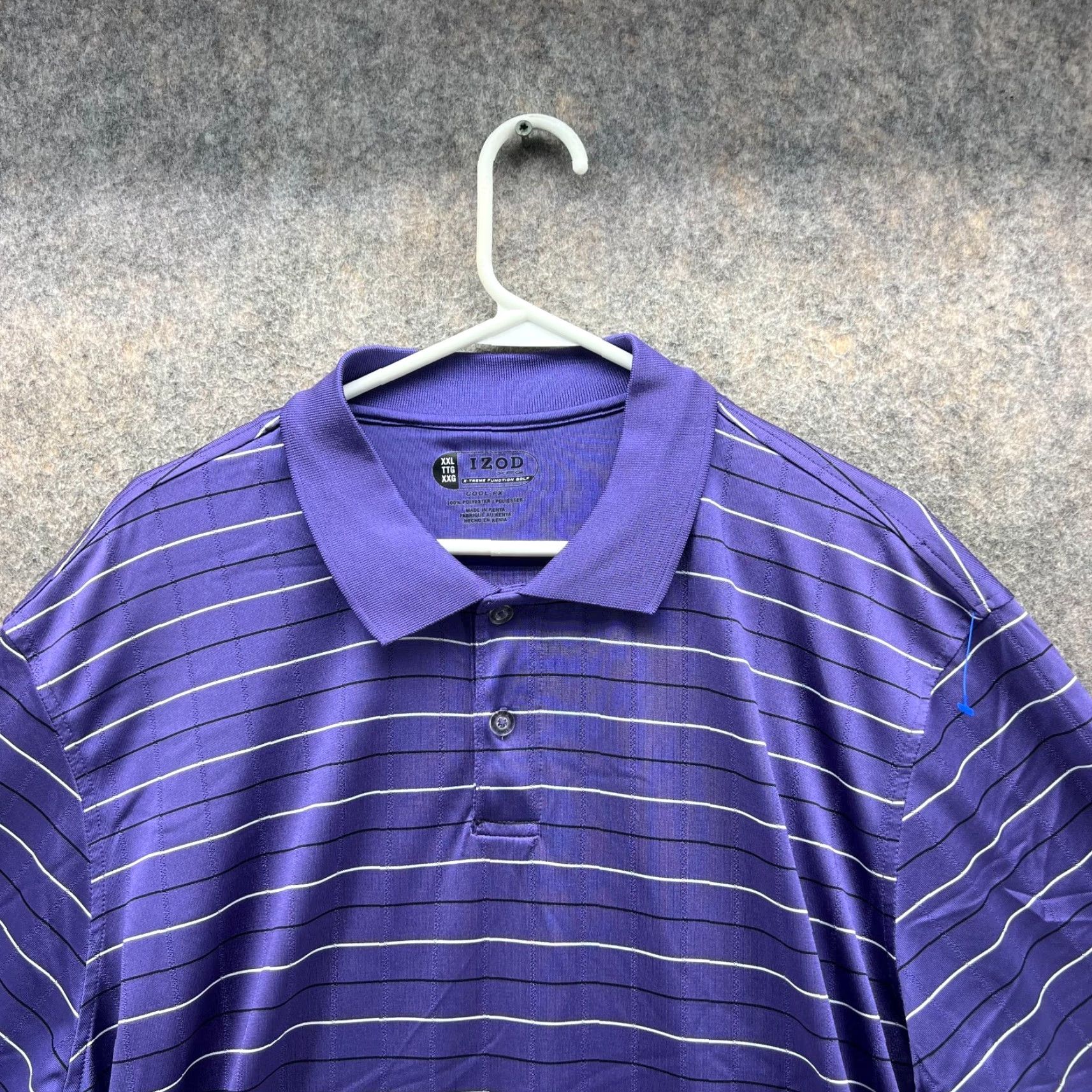 Izod Izod Polo Shirt Men XXL Adult Purple Striped Short Sleeve Button Collared 50 Chest Polo Shirt Mens Size US XXL / EU 58 / 5 - 6 Thumbnail