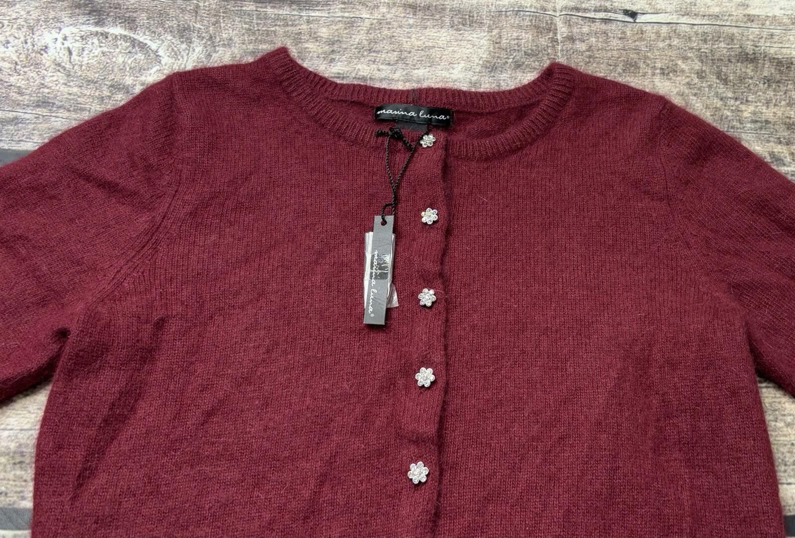 Other Marina Luna Cardigan Sweater Women's Medium Angora Lambswool Size M / US 6-8 / IT 42-44 - 4 Thumbnail