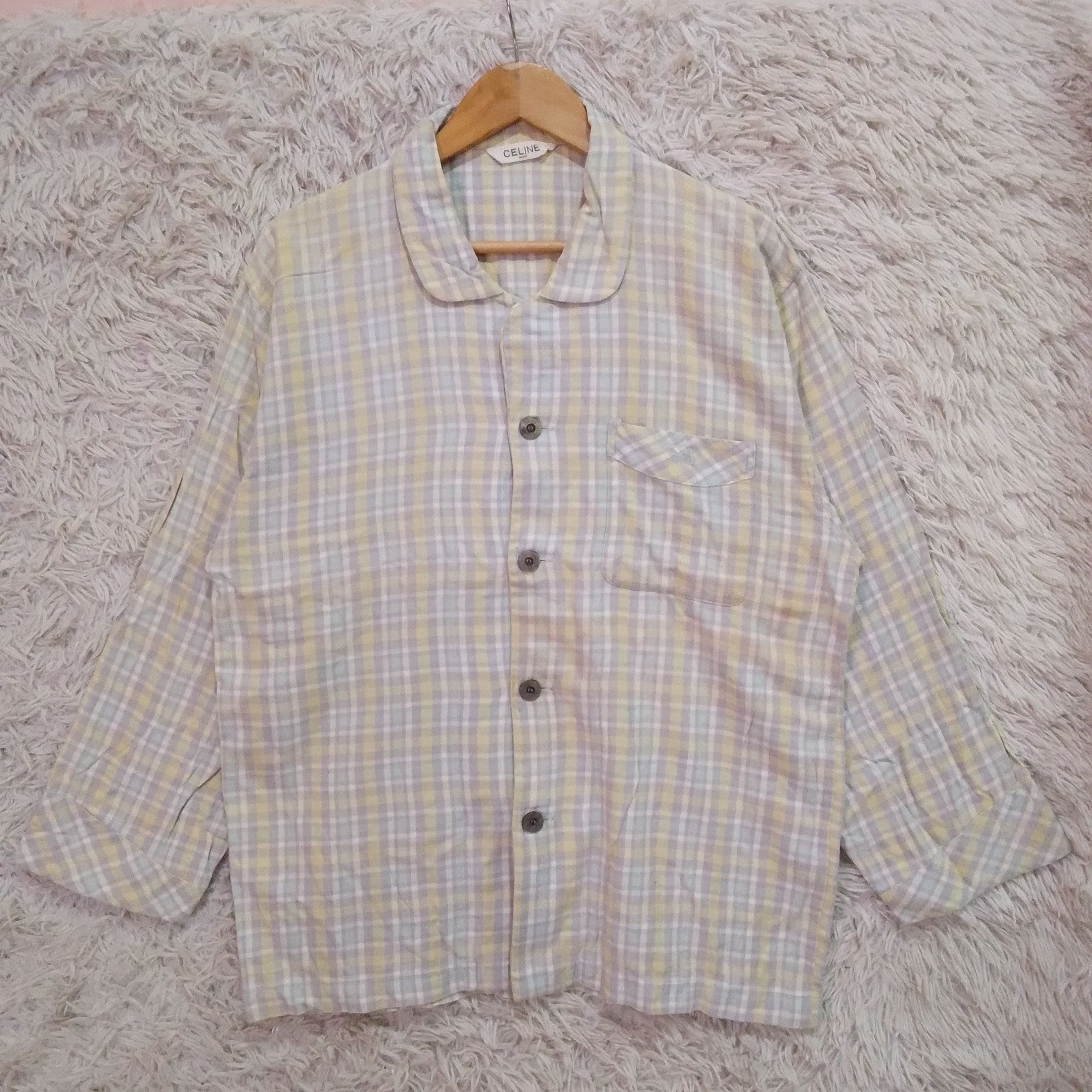 Celine CELINE Plaid Button Up Pajama Shirt Pastel Size US L / EU 52-54 / 3 - 1 Thumbnail