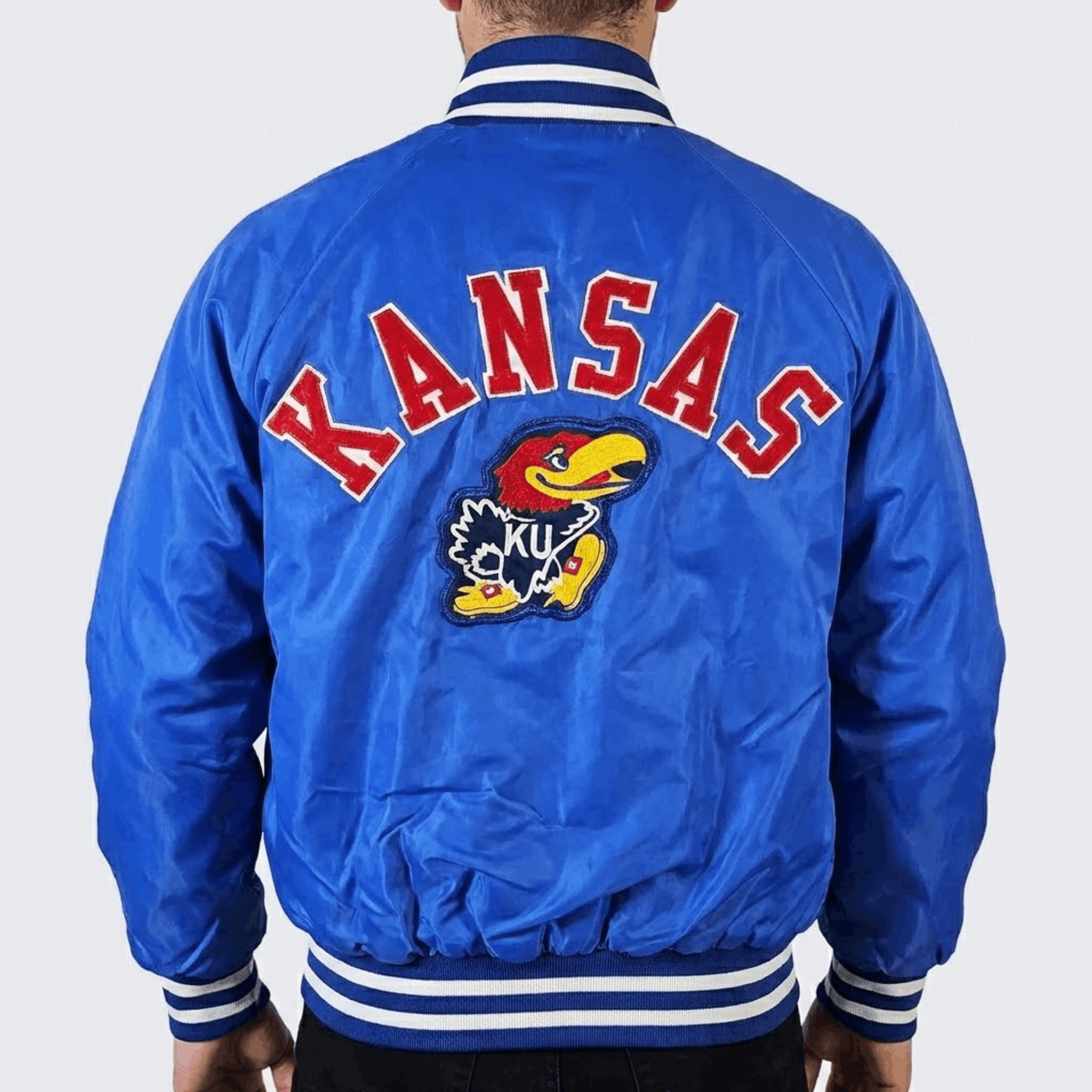 NCAA Kansas Jayhawks Vintage 90s Basketball Bomber Jacket Size US L / EU 52-54 / 3 - 3 Thumbnail