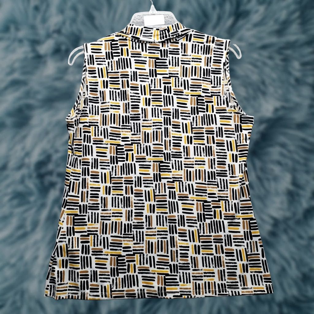 Calvin Klein Calvin Klein Blouse Womens M Multicolor Geometric Stretch V-Neck Pullover Shirt Sleeveless Top Size M / US 6-8 / IT 42-44 - 1 Thumbnail