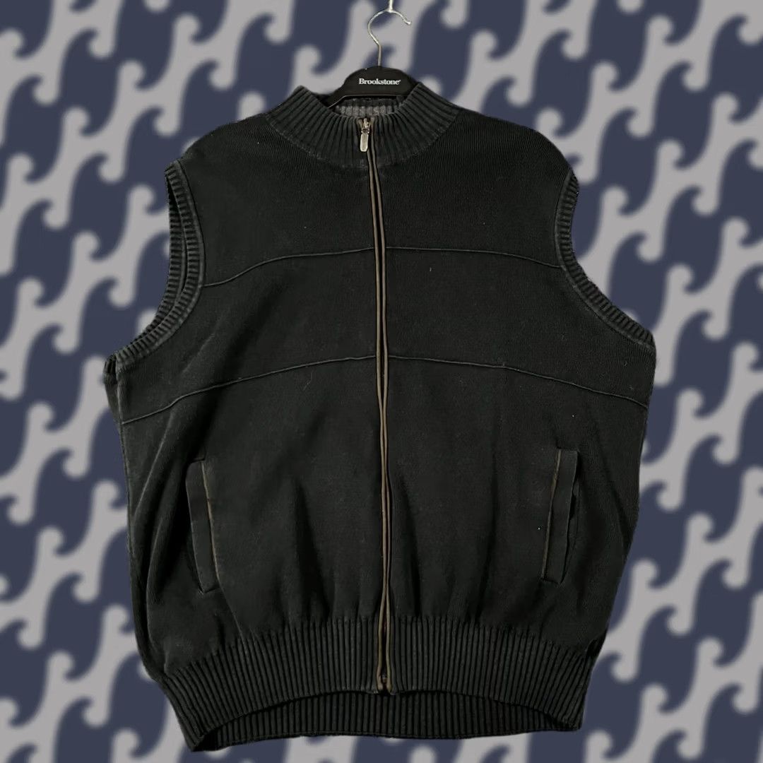 Canon Alex Cannon Mens Black Cotton Sweater Vest L Mock Neck Full Zip Size US L / EU 52-54 / 3 - 1 Thumbnail