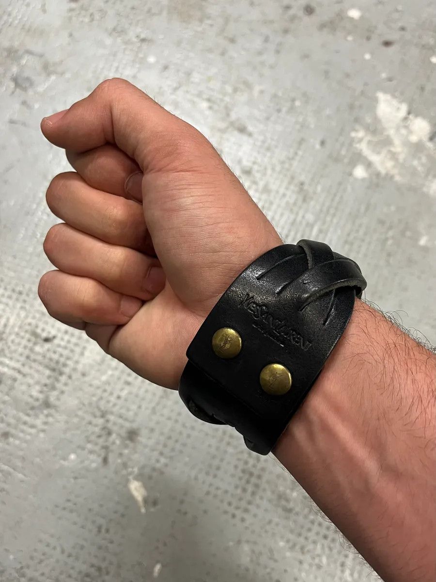 Saint Laurent Paris Saint Laurent Black Leather Bracelet Size ONE SIZE - 2 Thumbnail