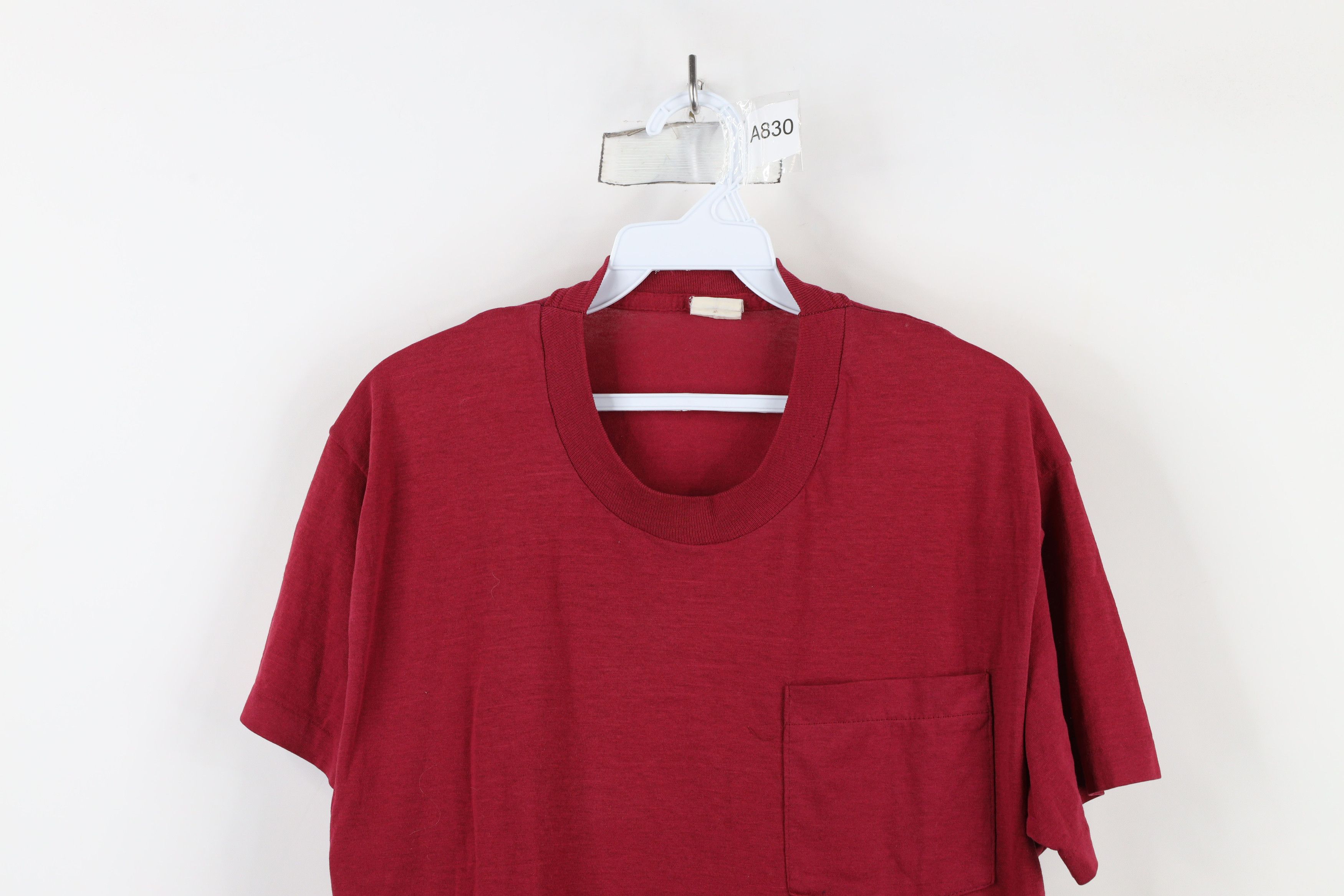 Vintage Vintage 90s Streetwear Blank Thin Pocket T-Shirt Red USA Size US M / EU 48-50 / 2 - 2 Thumbnail