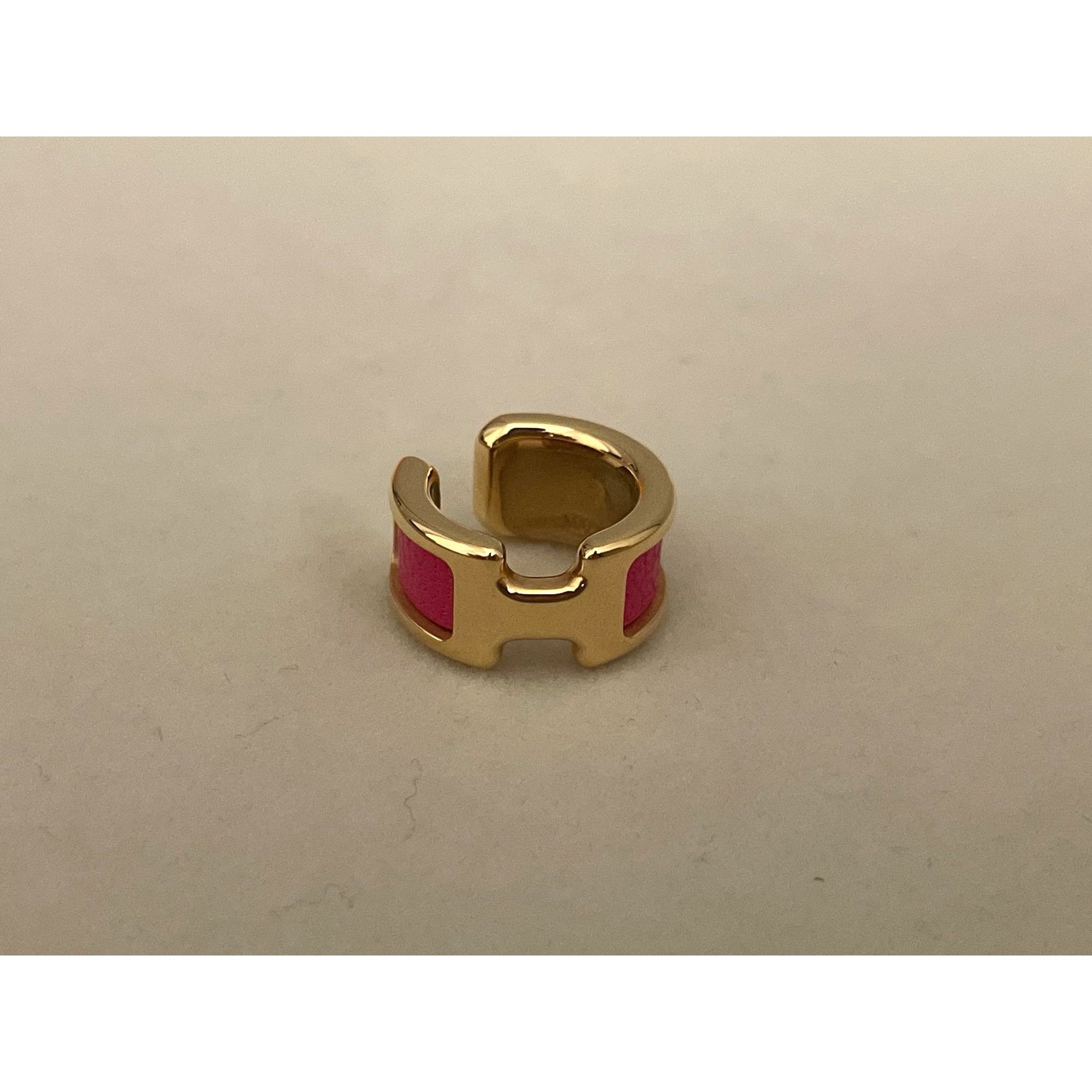 Hermes Hermès Pink Enamel & Gold Plated Clic Ear Cuff Size ONE SIZE - 2 Thumbnail