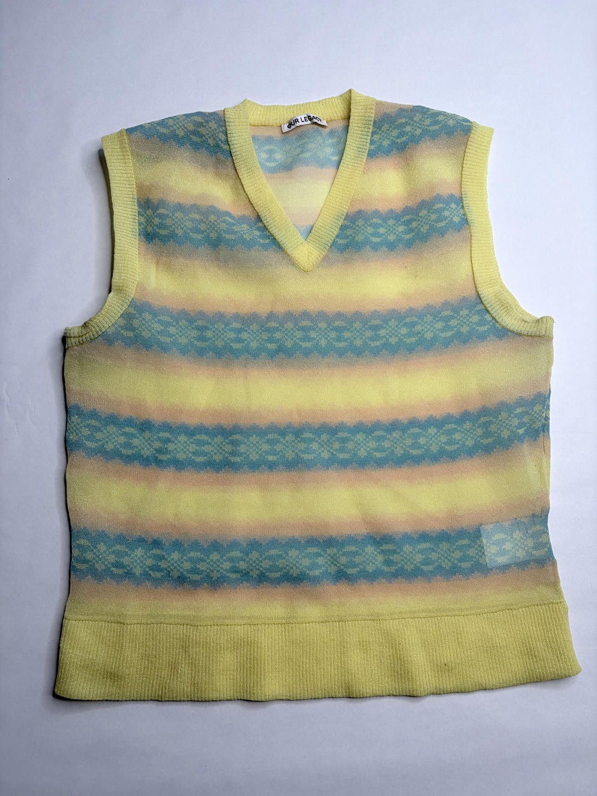 Our Legacy Knitted Vest Astral Yellow Argyle - Medium