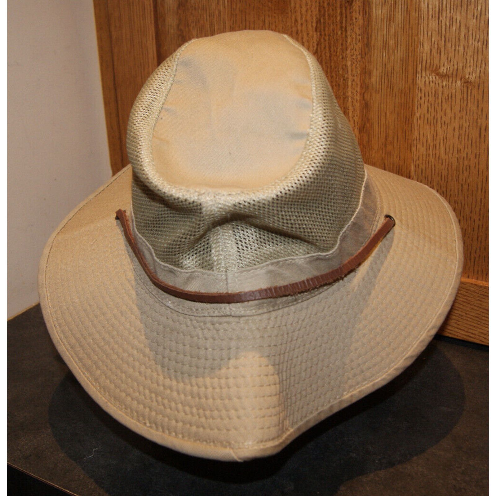 Other Dorfman Pacific Men Med Safari Hat Mesh Vented Leather Strap Size ONE SIZE - 4 Thumbnail