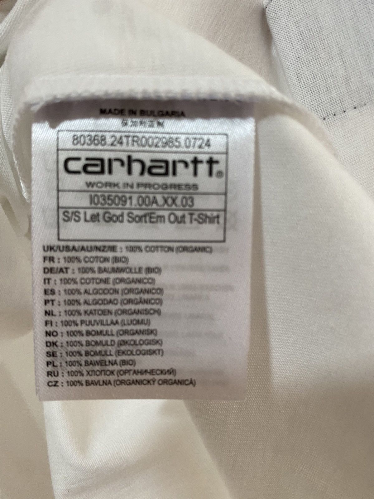 Carhartt Wip Carhartt WIP X Clipse Let God sort'em out XL white t-shirt Size US XL / EU 56 / 4 - 9 Thumbnail