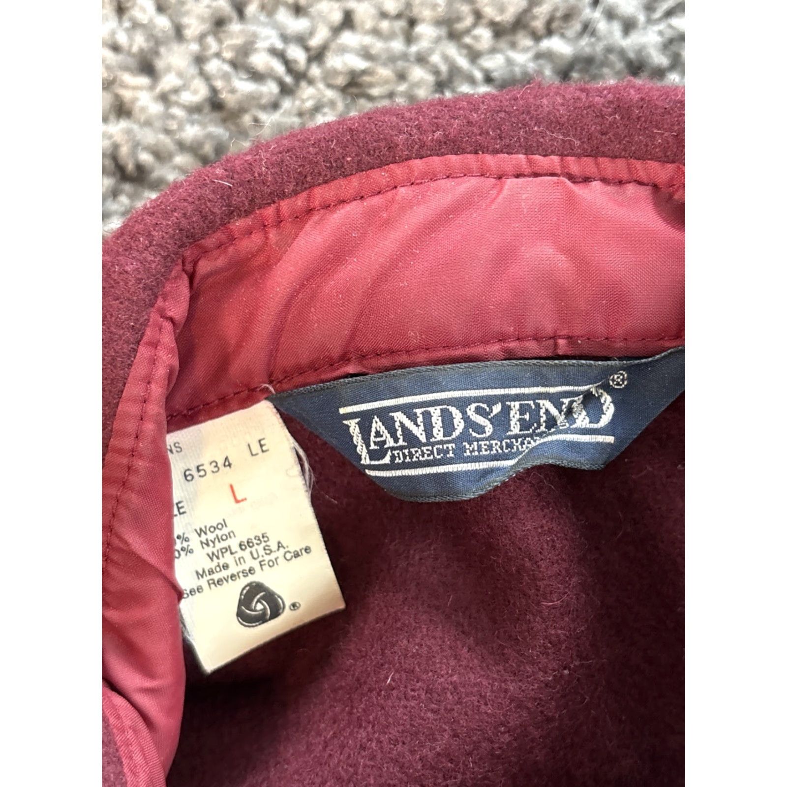 Lands' End VINTAGE Lands' End Wool Blend Shirt Mens Large Maroon Chamois Jacket USA Made Button-Up Collar Spread Pockets 80s Small? Size US L / EU 52-54 / 3 - 4 Thumbnail