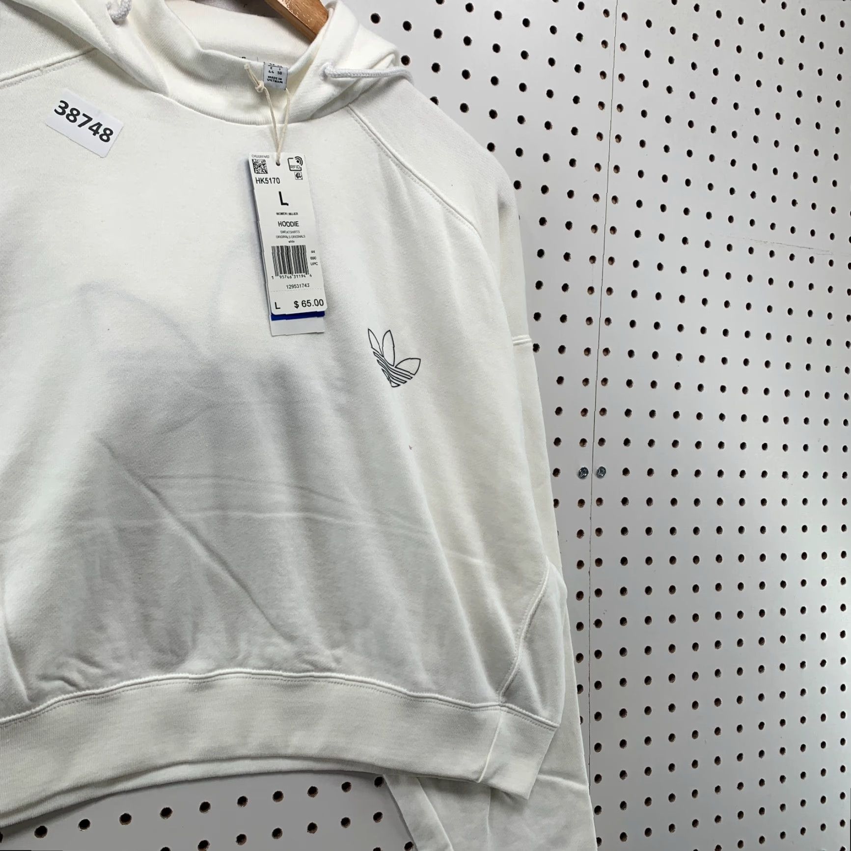Adidas NEW Adidas Originals Cropped Hoodie Women Large White Activewear Pullover Long Sleeve Size L / US 10 / IT 46 - 5 Thumbnail