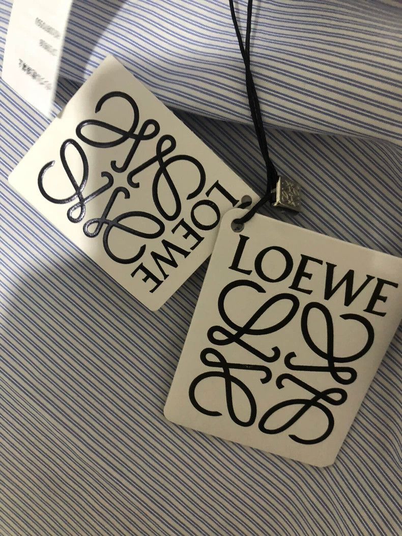 Loewe LOEWE Blue and white striped work pocket long sleeve shirt Size US XL / EU 56 / 4 - 2 Thumbnail