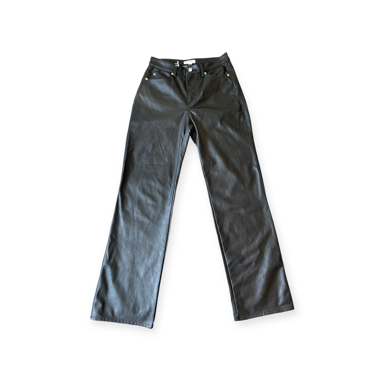 H&M H&M Black Faux Leather Slim Fit Pants Women’sClassicTrousers Size 30" / US 8 / IT 44 - 2 Thumbnail