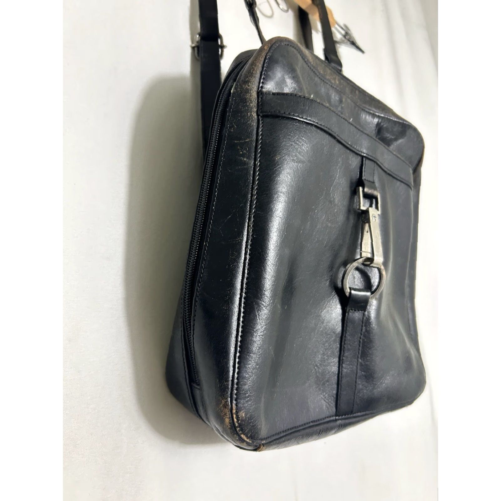 Etienne Aigner VINTAGE Etienne Aigner Black Leather Mini Backpack Purse Distressed 11x9.5x3 Women Mini Backpack Leather Distressed 11x9.5x3 Womens Size ONE SIZE - 2 Thumbnail