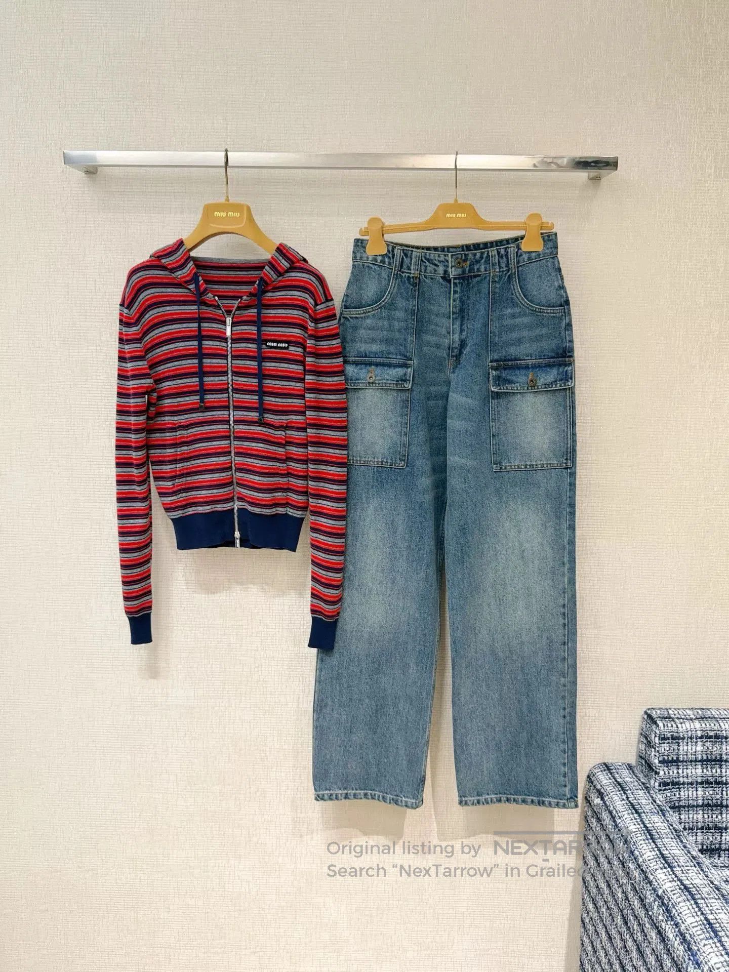 Miu Miu Miu Miu 26SS Striped Hooded Jacket. Size S / US 4 / IT 40 - 7 Thumbnail