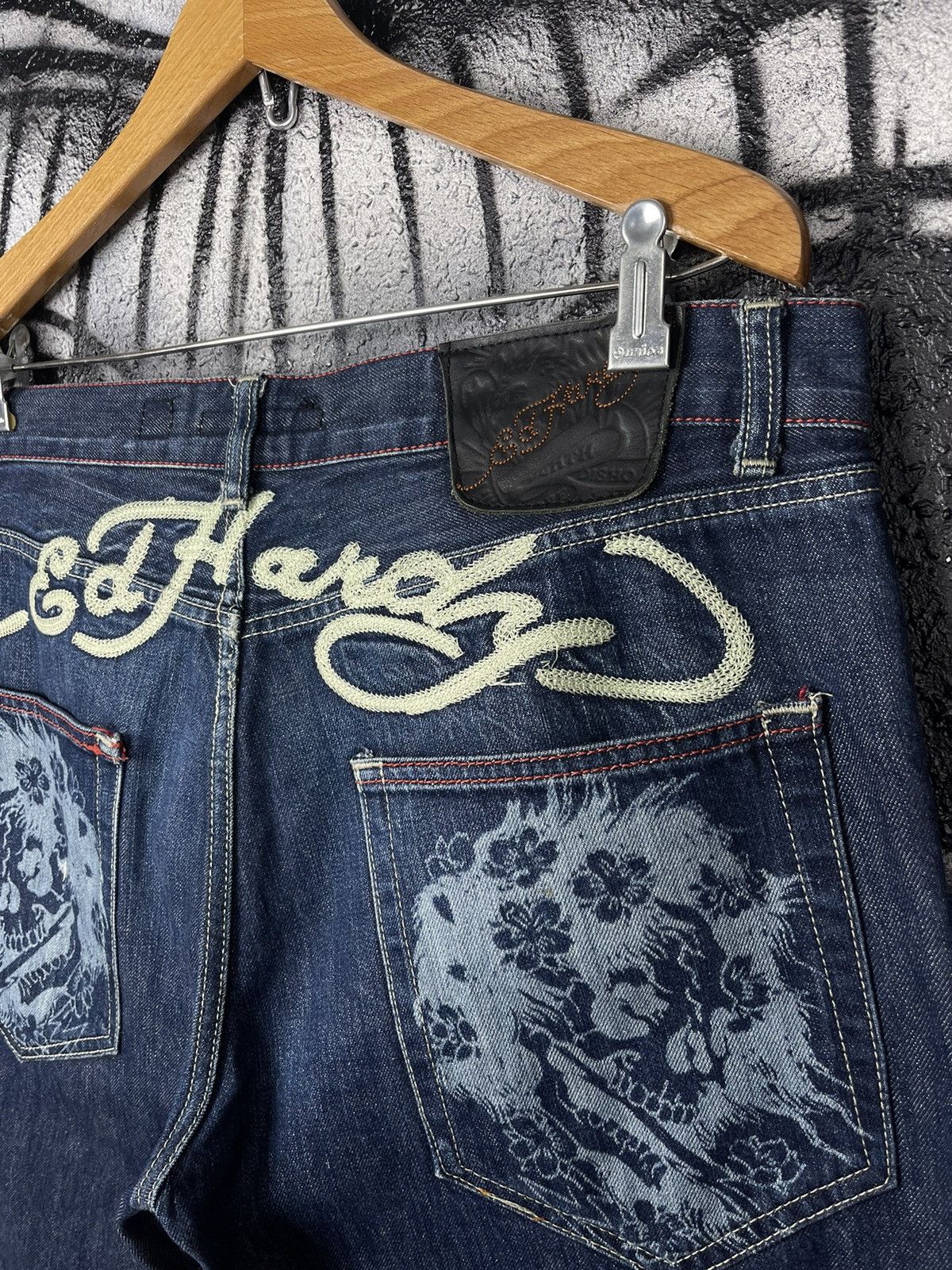 Christian Audigier Ed Hardy by Christian Audigier Vintage Skull Logo Jeans Size US 33 - 11 Thumbnail