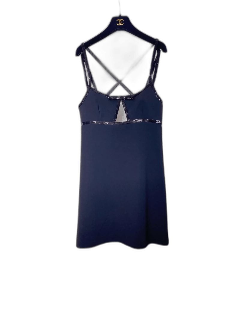 Miu Miu Sequined Back Cross Strap Dress