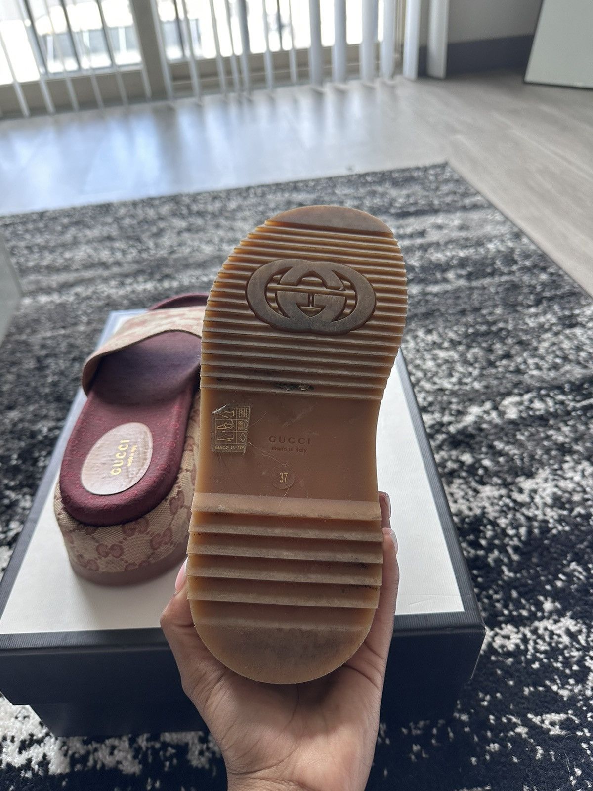 Gucci Gucci Platform Slide - Burgundy Size US 7 / IT 37 - 6 Thumbnail