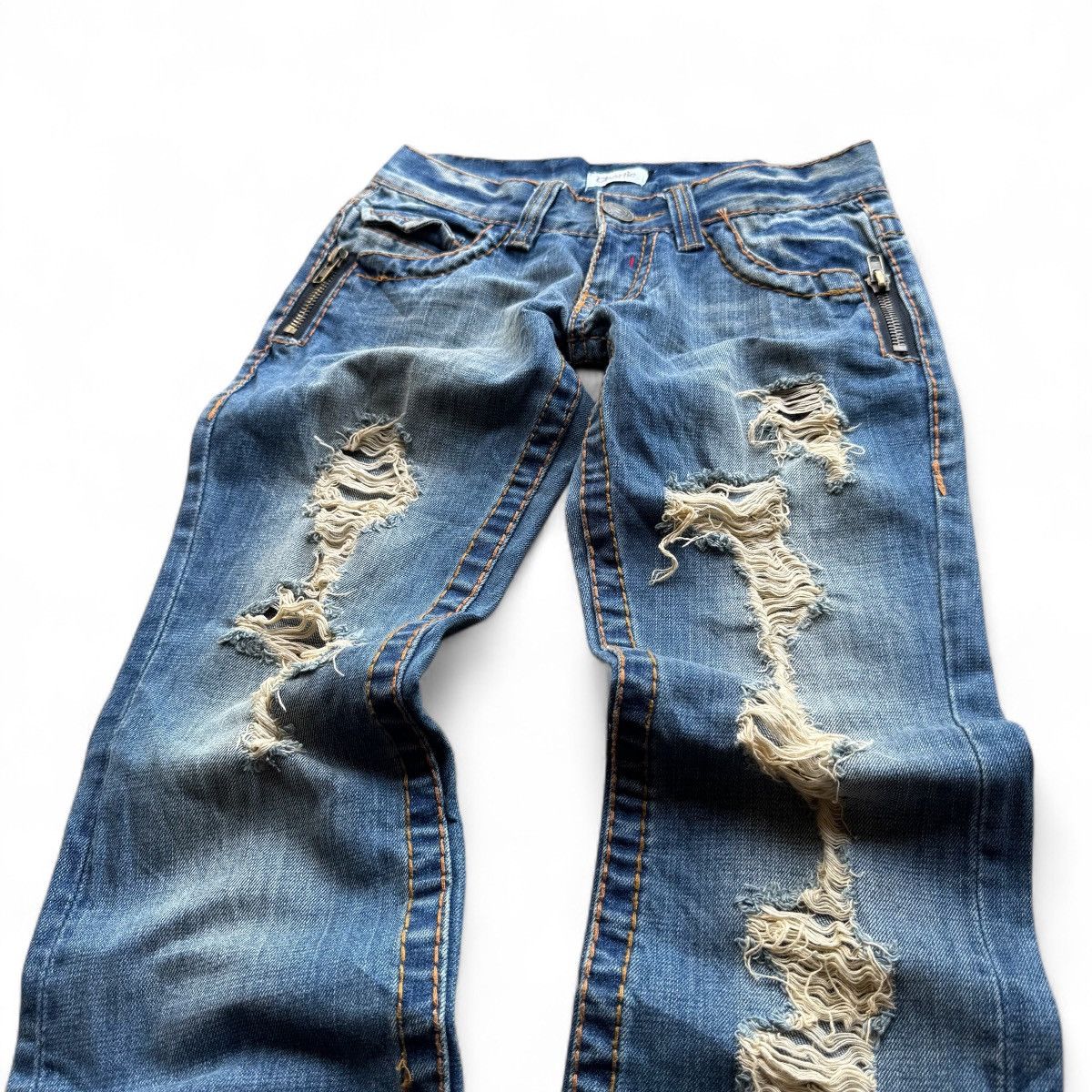 Japanese Brand ☀️CHORTIE DISTRESSED DENIM JEANS FLARE PANT Size 29" - 2 Thumbnail