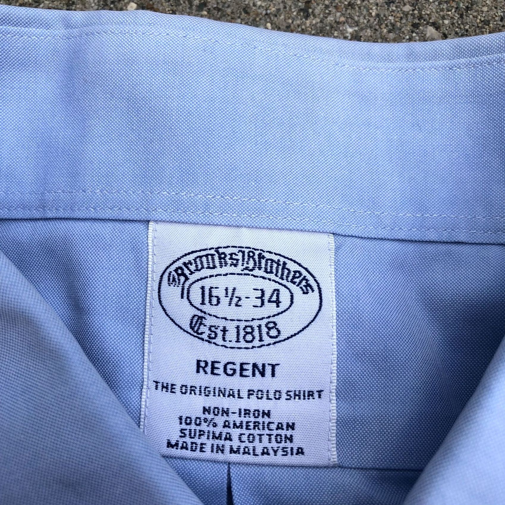 Brooks Brothers BROOKS BROTHERS Regent Dress Shirt Men's 16.5-34 Blue Solid Long Sleeve Non-Iron Regular Shirt Mens Blue 16.5 34 Size 46R - 4 Thumbnail