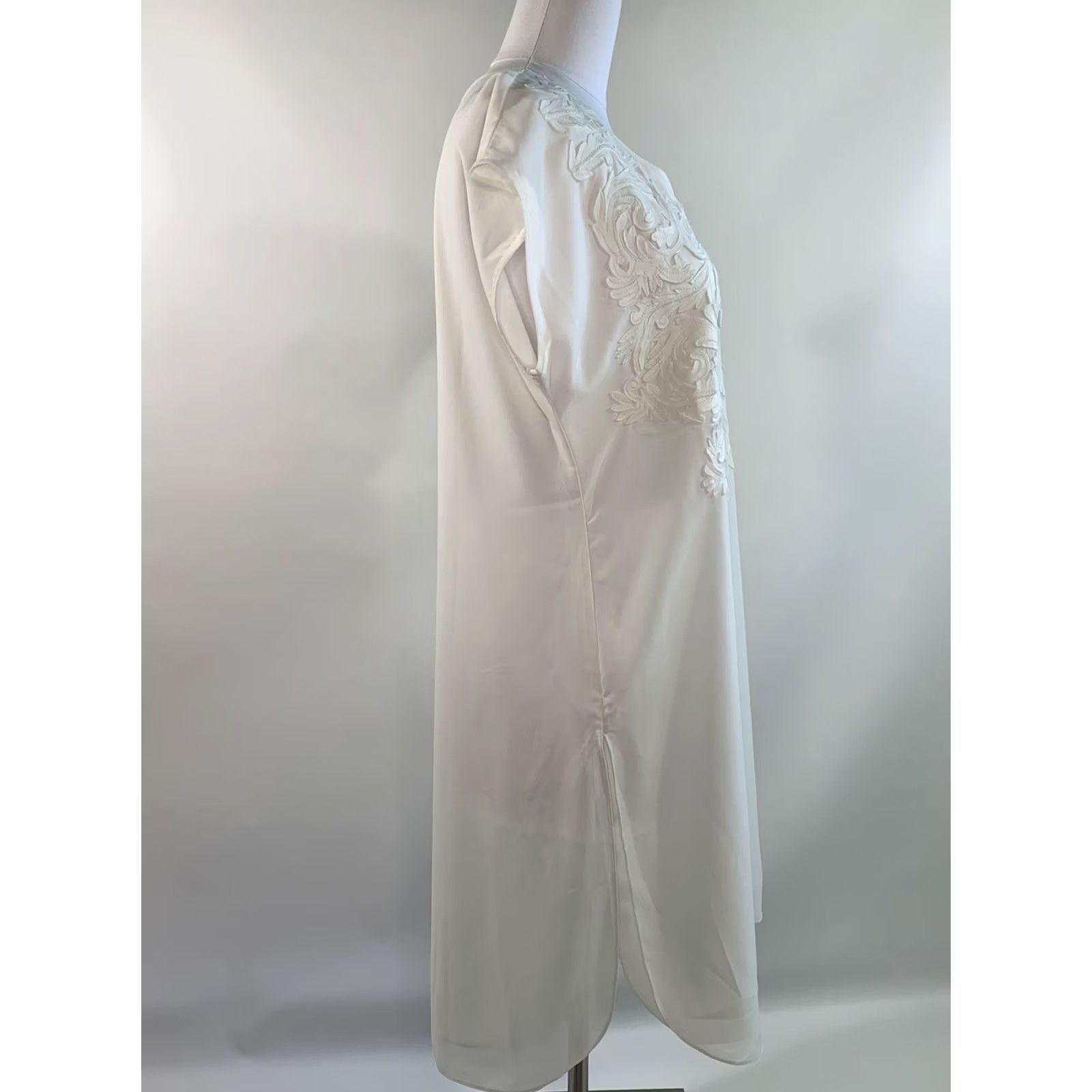 Soft Surroundings Soft Surroundings Kurti Shirt Womens Medium Ivory Sheer Short Sleeve Tunic Dress Long Solid 2020-2029 Fashionable Womens Size M / US 6-8 / IT 42-44 - 2 Thumbnail
