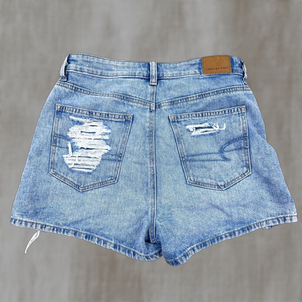 American Eagle Outfitters American Eagle Women Shorts 2 Mom High Rise Distressed Med Wash Faded Jorts Blue Size 26" / US 2 / IT 38 - 1 Thumbnail