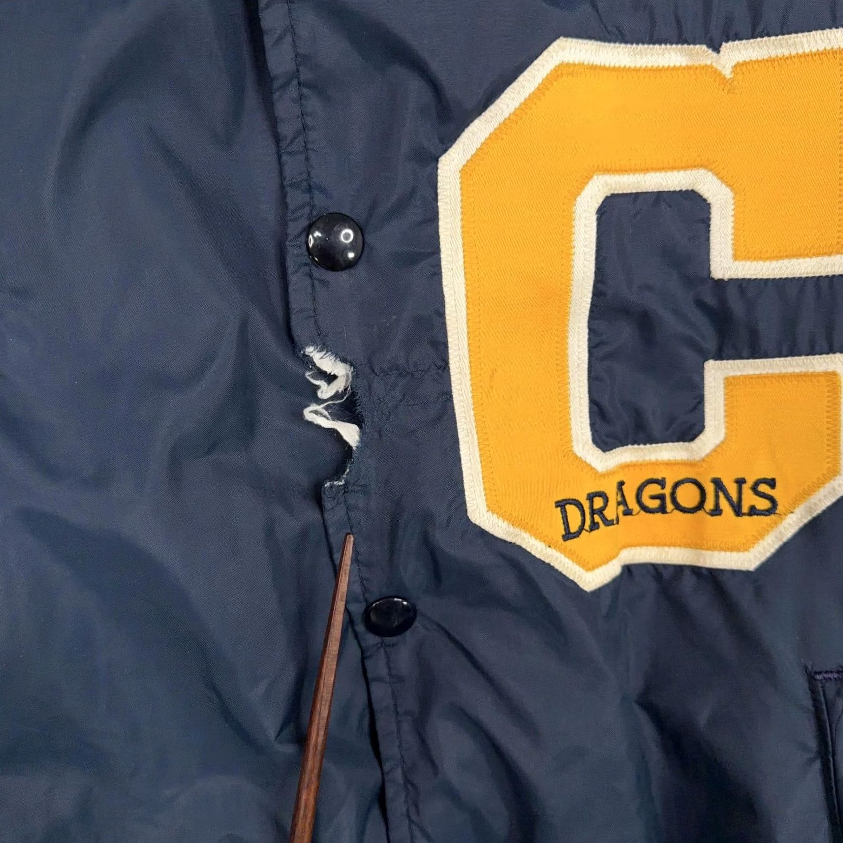 Champion VINTAGE Champion Clintondale Dragons Jacket Mens M Navy Blue Varsity 80s 90s Sports Front Snap Pockets Logo Zipper William? Size US M / EU 48-50 / 2 - 5 Thumbnail