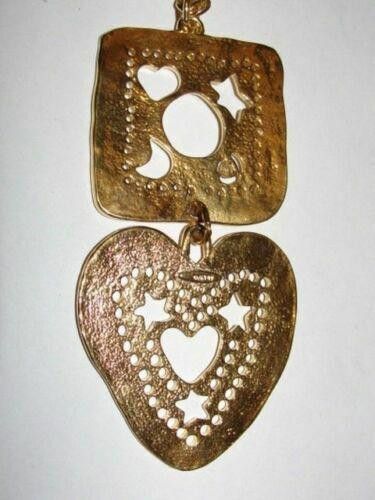 Designer 18ktGold Plated Cut Out Heart & Square Dangle Chain Necklace Size ONE SIZE - 1 Thumbnail
