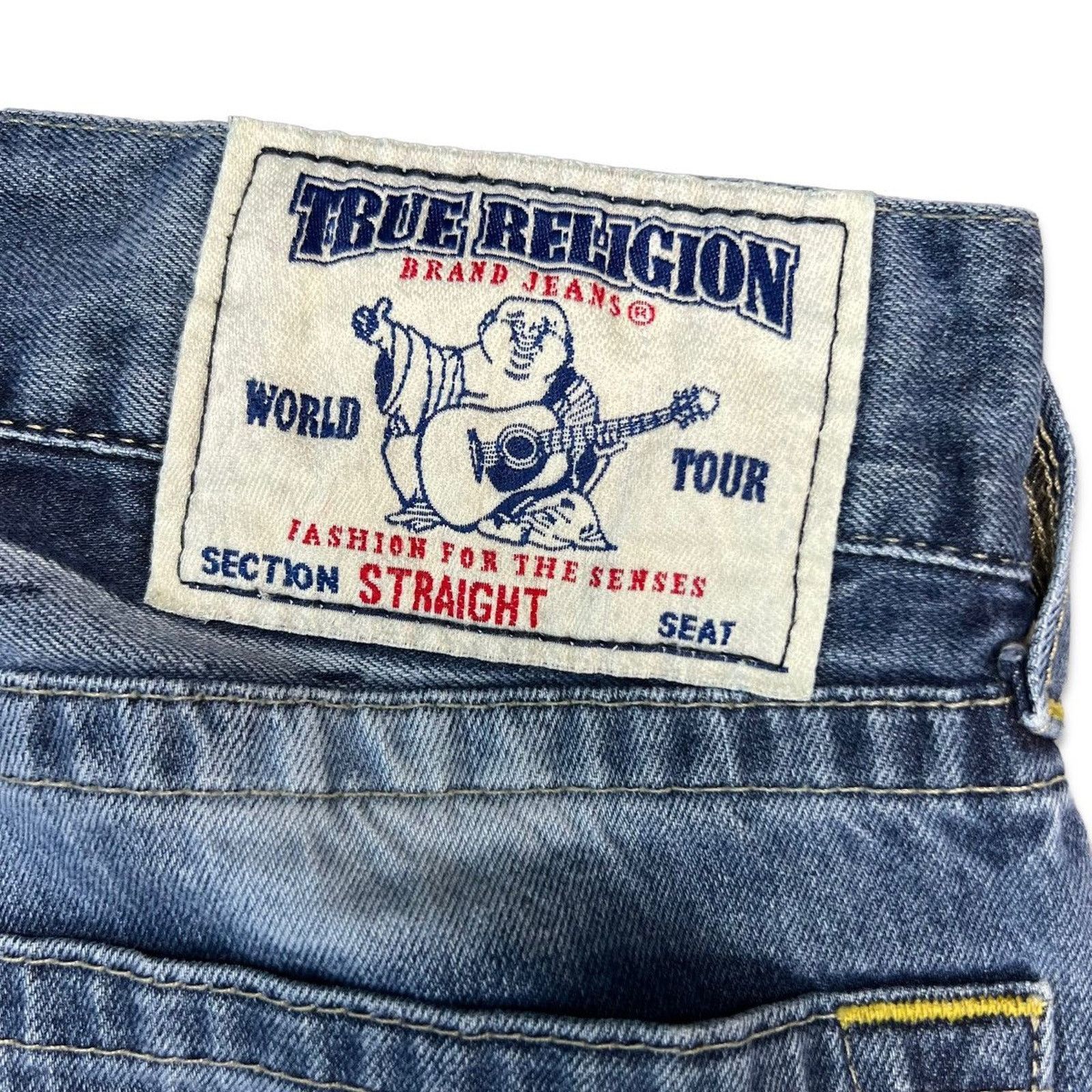 True Religion × Vintage True Religion Jeans 32x28 World Tour Straight Denim Pants Size US 32 / EU 48 - 5 Thumbnail