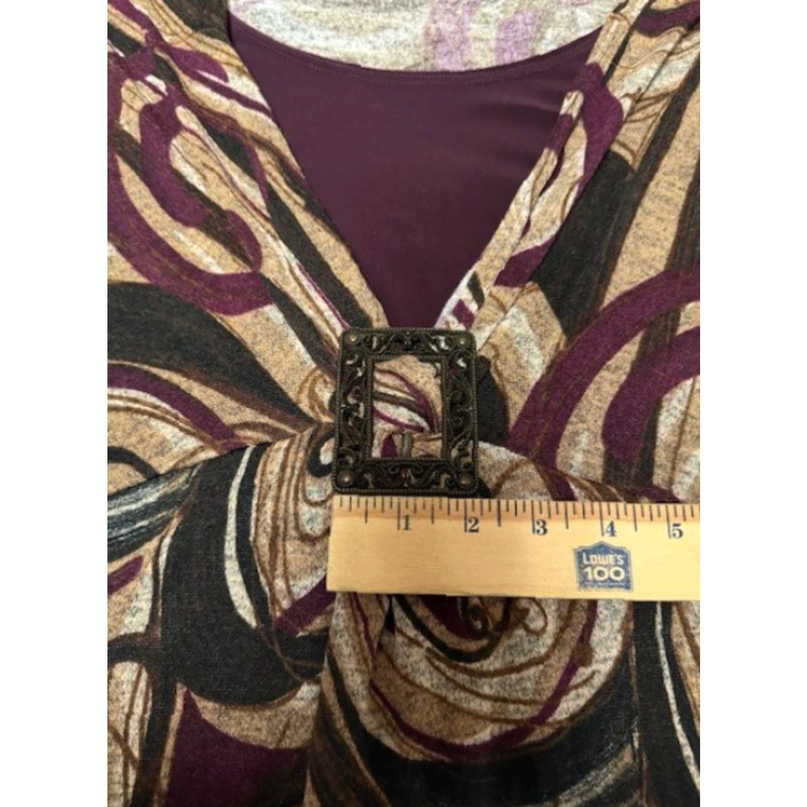 Vintage VINTAGE 90s Y2K Christopher & Banks Geometric Paisley Buckle Top Blouse Petite M Women Office Career Fall Whimsigoth Mens? Size M / US 6-8 / IT 42-44 - 6 Thumbnail