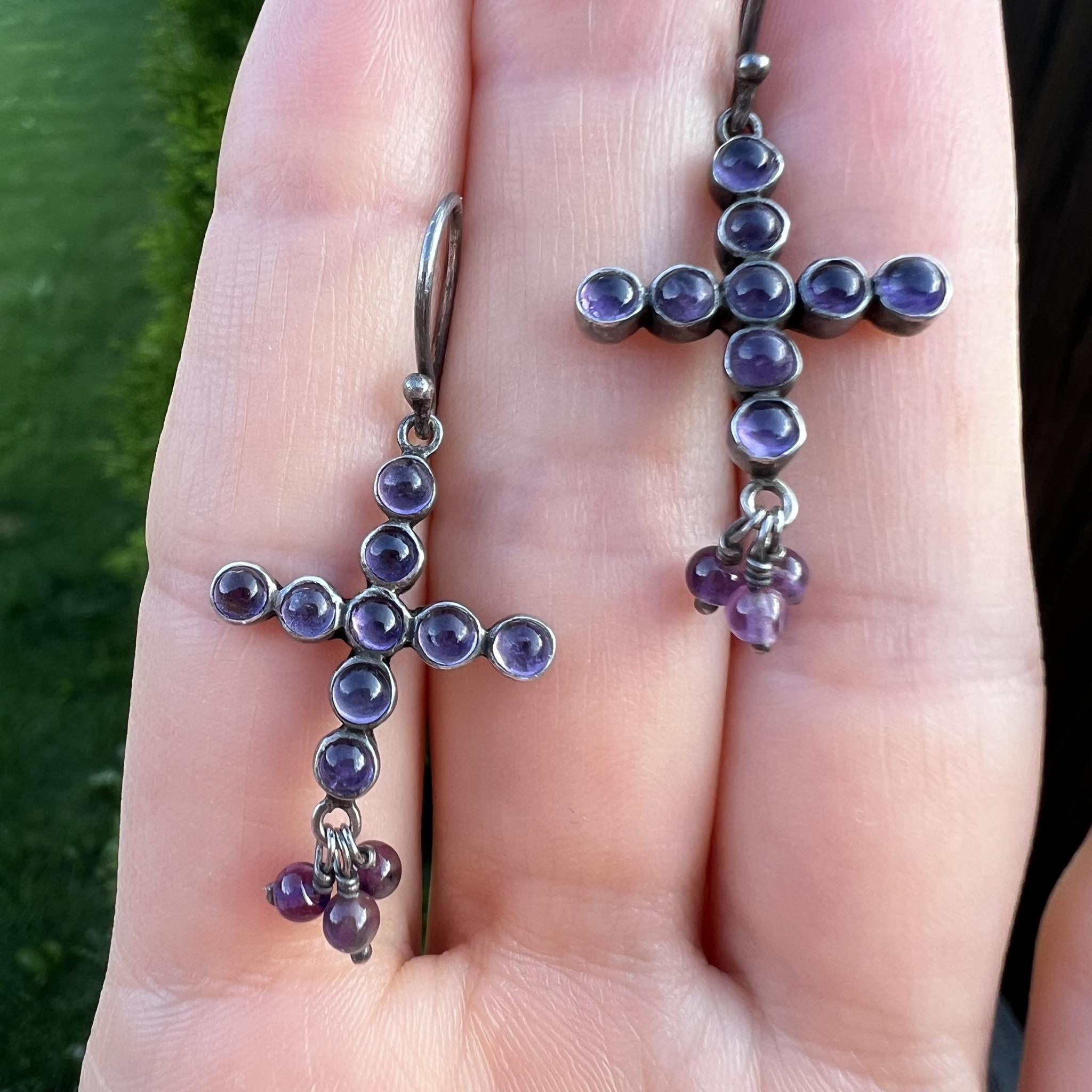 Vintage Vintage Sterling Silver 925 Jewelry Earrings Amethyst Stone Size ONE SIZE - 5 Thumbnail