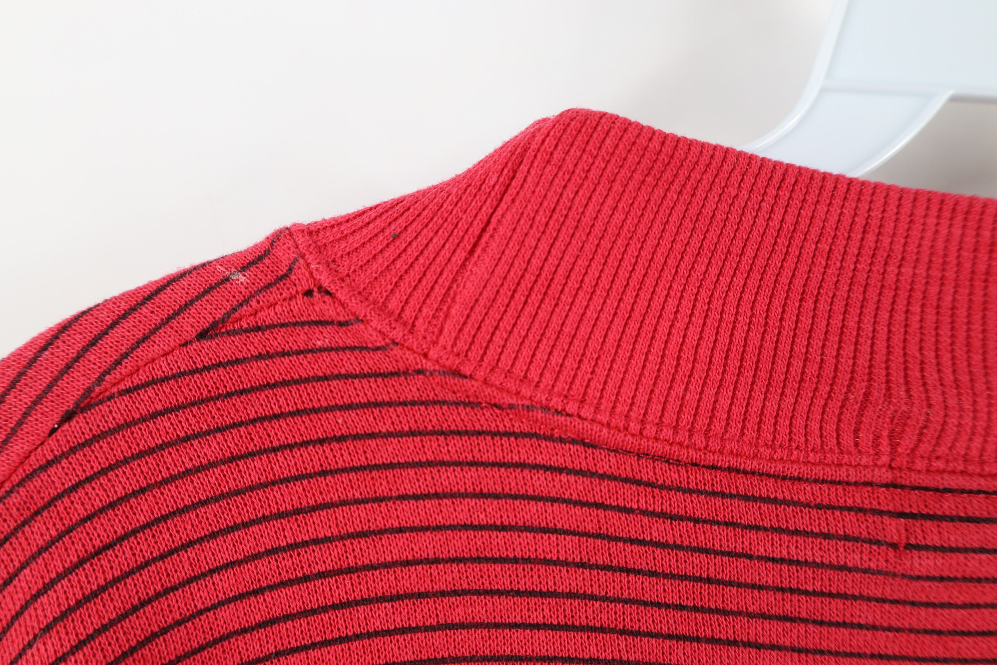 Vintage Vintage 90s IOU Striped Spell Out Mock Neck Sweatshirt Red Size US S / EU 44-46 / 1 - 9 Thumbnail