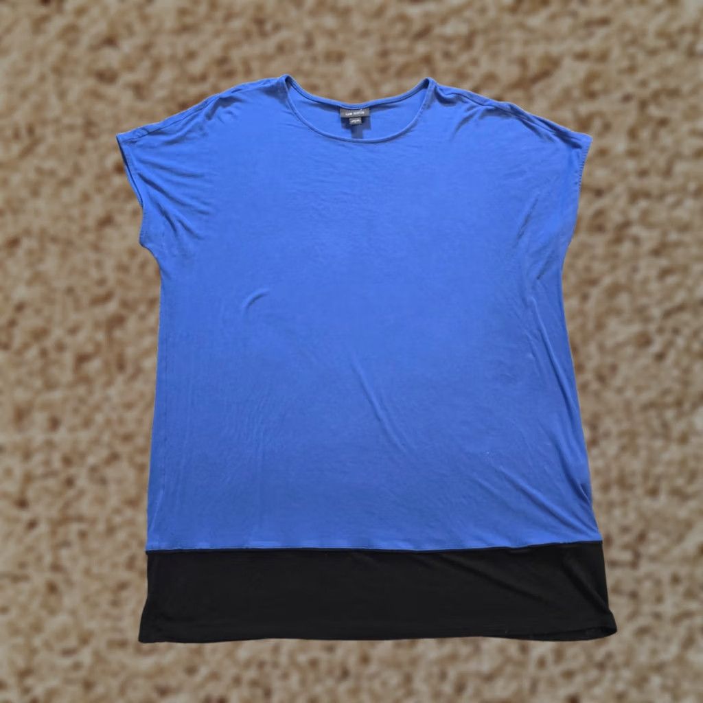 J. Jill J. Jill Top Women L Blue Boxy Stretch Wearever Short Sleeve Basic Shirt, Round Neck, Knit, Regular Fit, Casual Size L / US 10 / IT 46 - 1 Thumbnail