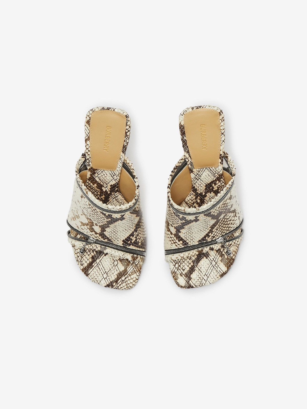 Burberry Burberry Python Print Leather Peep Sandals Size US 8 / IT 38 - 3 Thumbnail