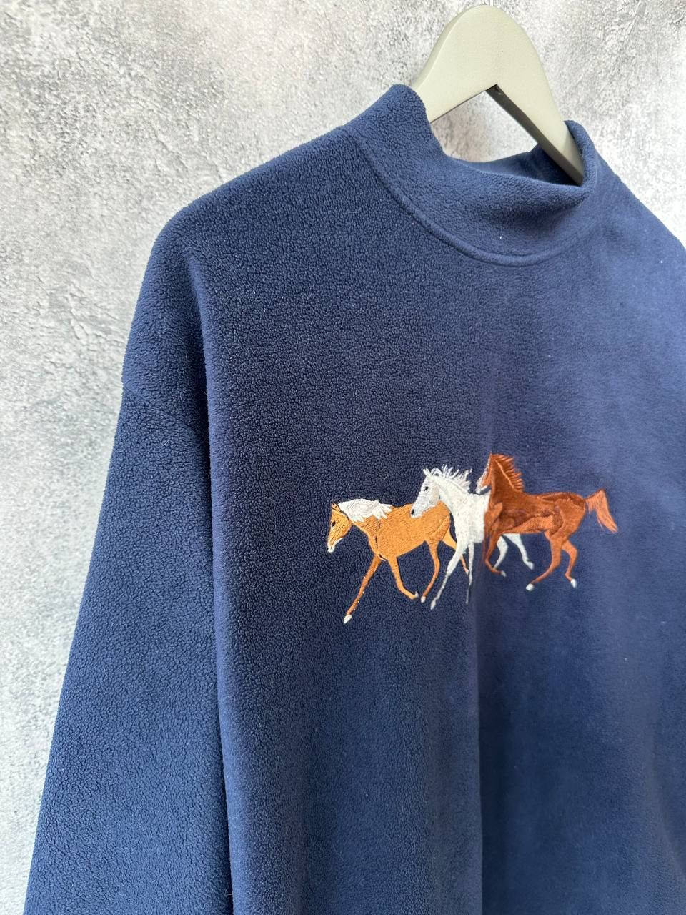 Designer × Vintage Nelson Ashby Horse Picture Fleece Sweater Pullover Mock Neck Size US M / EU 48-50 / 2 - 4 Thumbnail