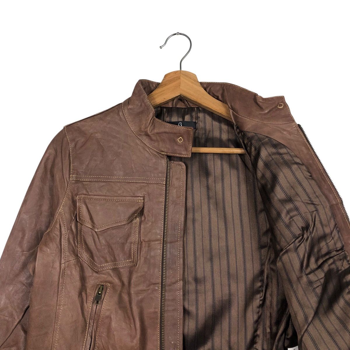 Japanese Brand 📌Vintage Leather Jacket Cropped Belle Maison Issey Miyake Size US M / EU 48-50 / 2 - 13 Thumbnail