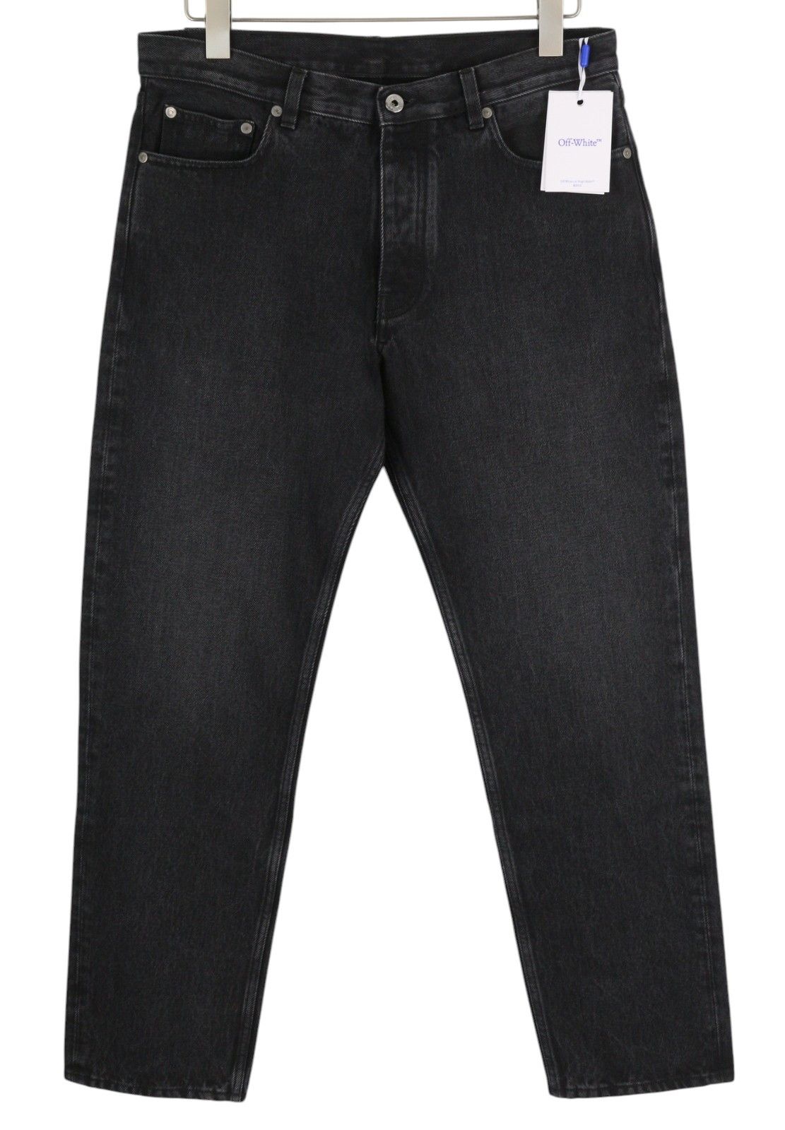 Off-White ARR TAPERED W32 Washed Black Button Fly Logo 84397 Size US 32 / EU 48 - 1 Thumbnail