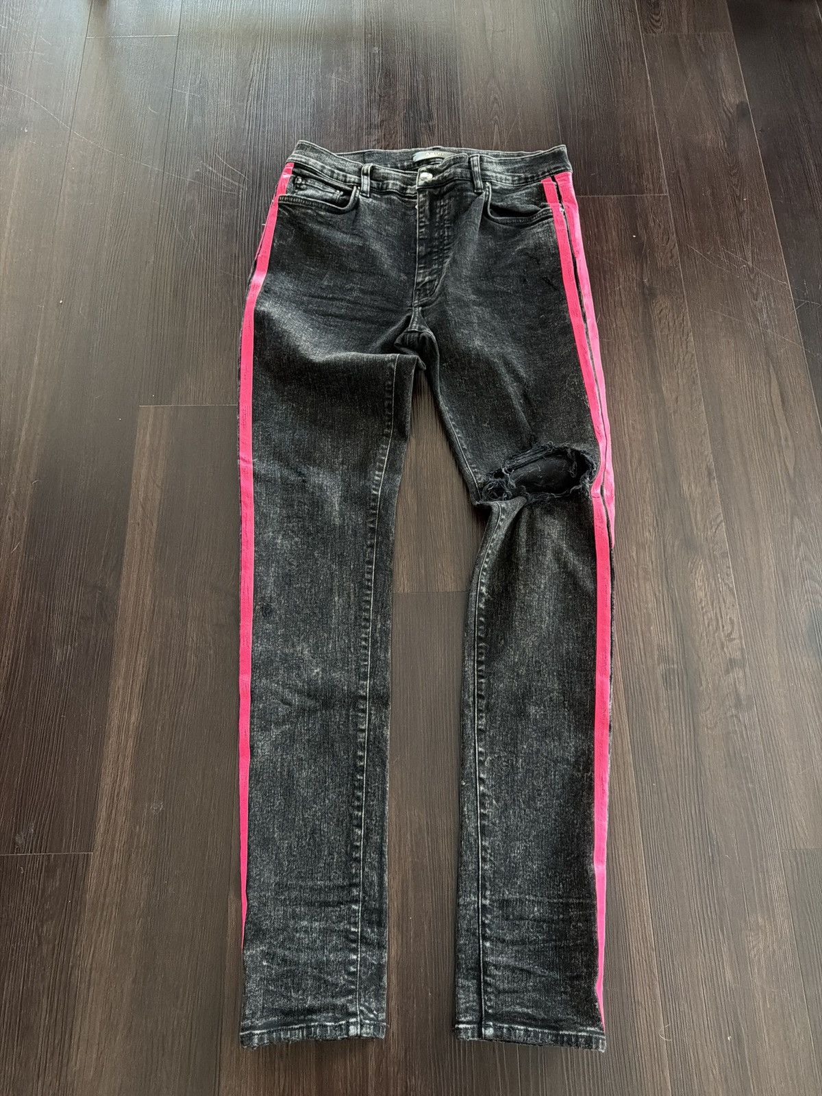 Amiri Amiri Black With Pink Stripes Jeans Size US 34 / EU 50 - 1 Thumbnail
