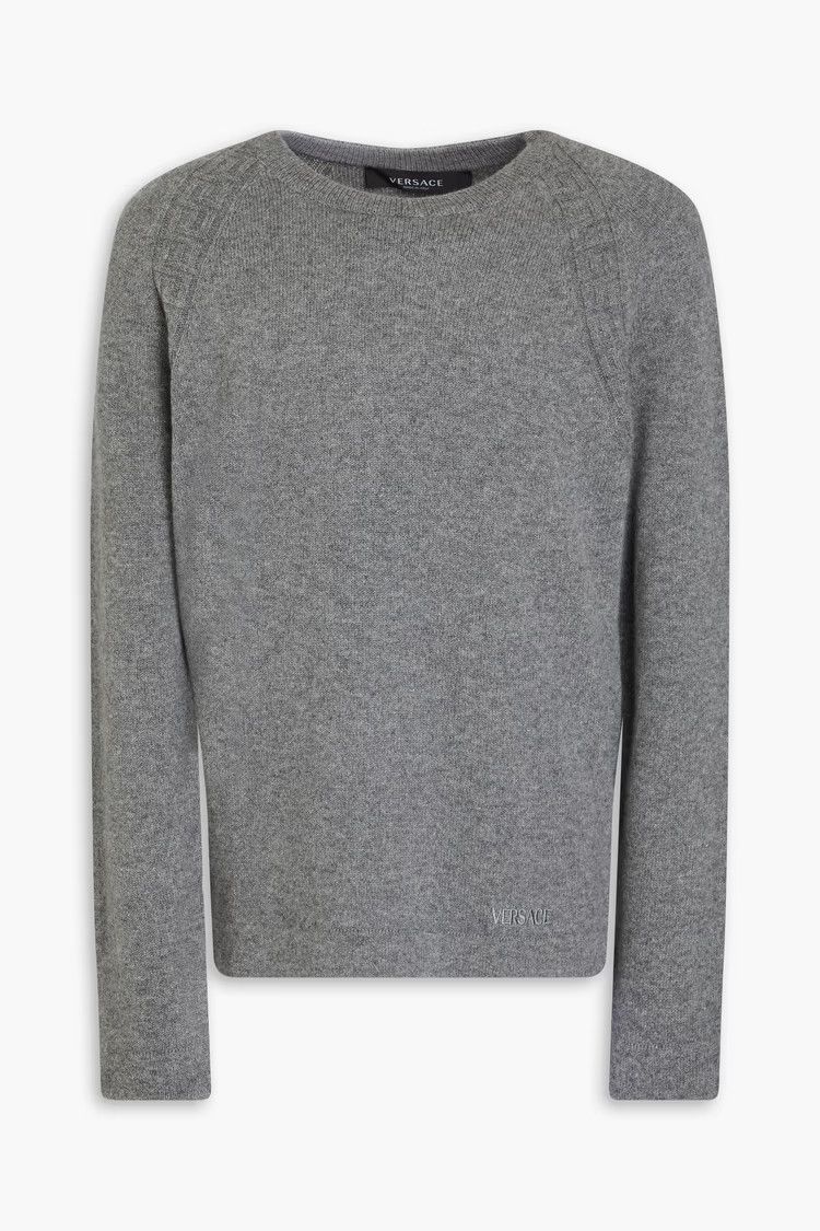 Versace o1y0525 Logo Cashmere Blend Sweater in Grey Size US L / EU 52-54 / 3 - 1 Thumbnail