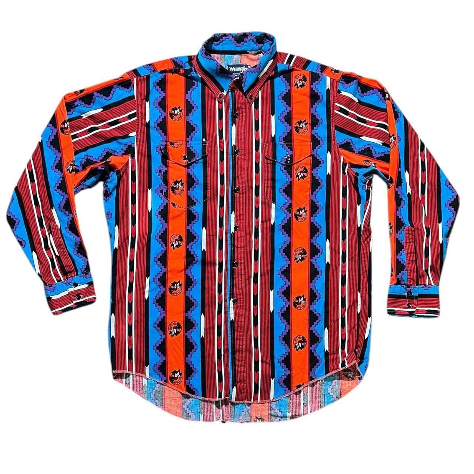 Wrangler Vintage Wrangler Western Cowboy Geometric Aztec Button Down Size US XL / EU 56 / 4 - 1 Thumbnail