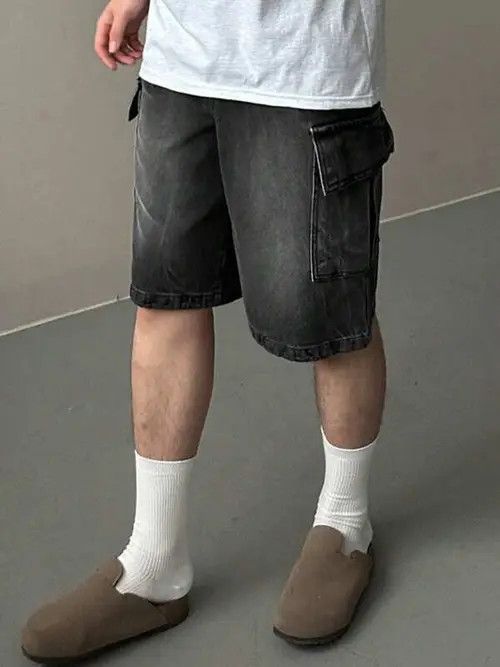 Jean Washed Y2k Shorts Jorts Cargo Denim Size US 32 / EU 48 - 3 Thumbnail