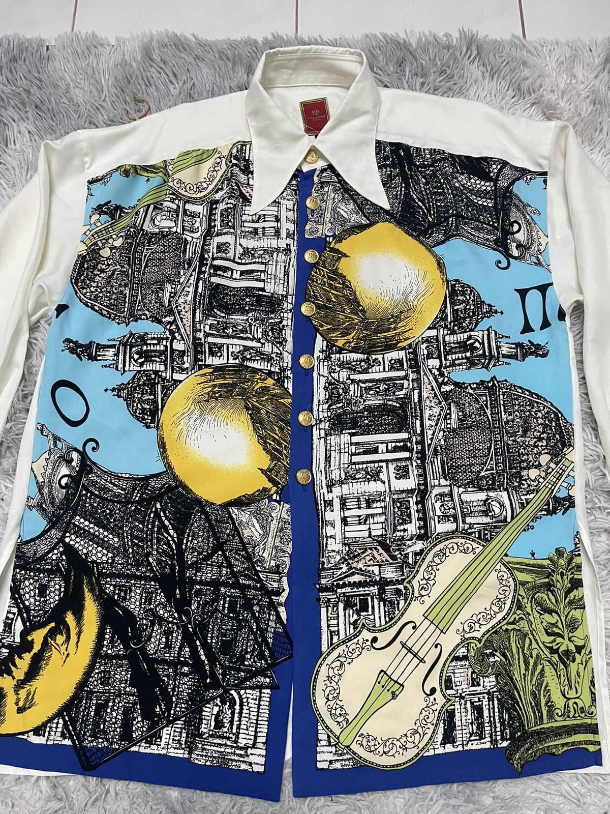 Designer RARE 90s LUNA MATTINO COLORFUL ART BUTTON UP SIZE M L XL Size US L / EU 52-54 / 3 - 6 Thumbnail